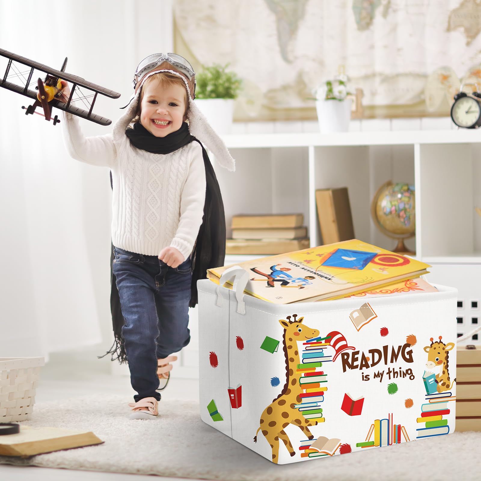 Clastyle Giraffe Reading Book Basket Classroom Storage Dr Quote Read Across America Book Baby Basket Colorful Dot Comic Book Cra