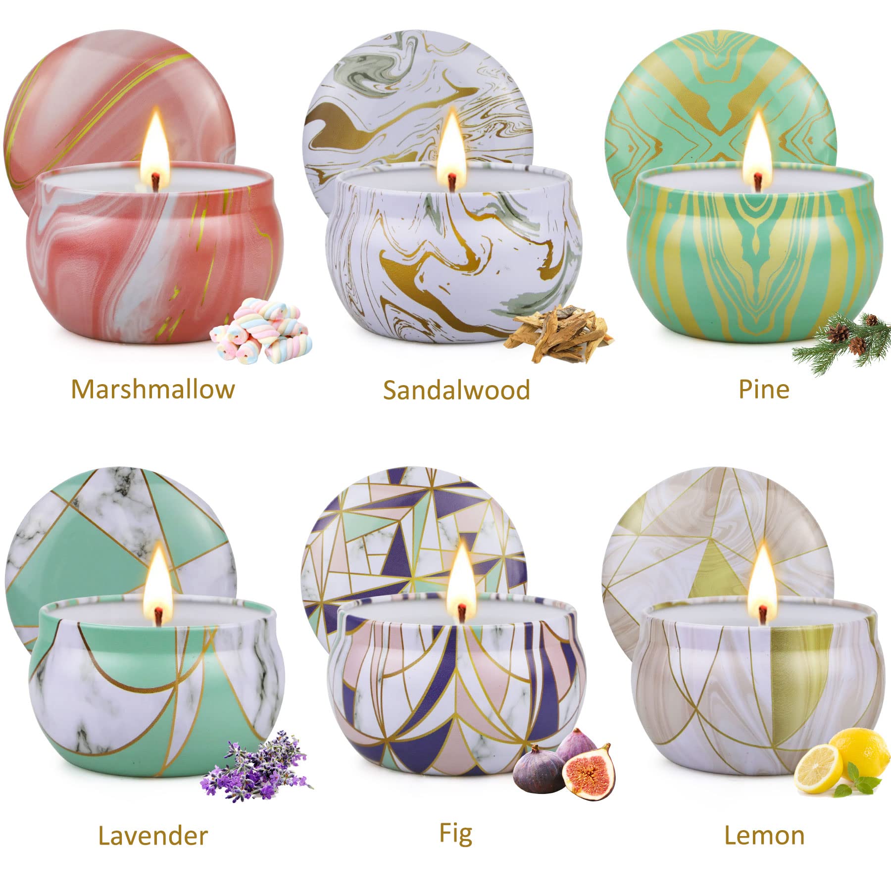 Scented Candles Gift Set, 6 Packs Candles for Home Scented, 120H Burning Time,Stress Relief & Mothers Day Gifts for Mom, Ideal G