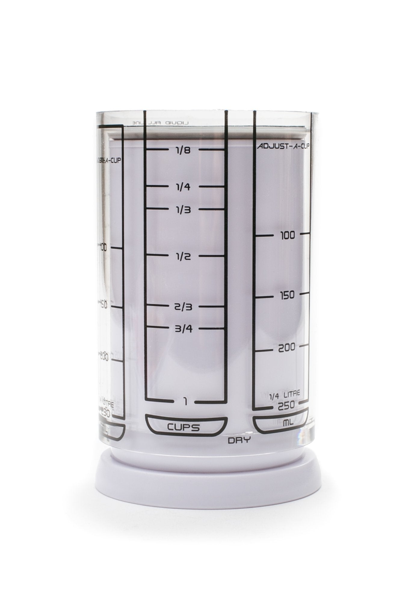 KitchenArt 1 Cup Adjust-A-Cup, Plastic Measuring Cup, White/Clear, Model 23210