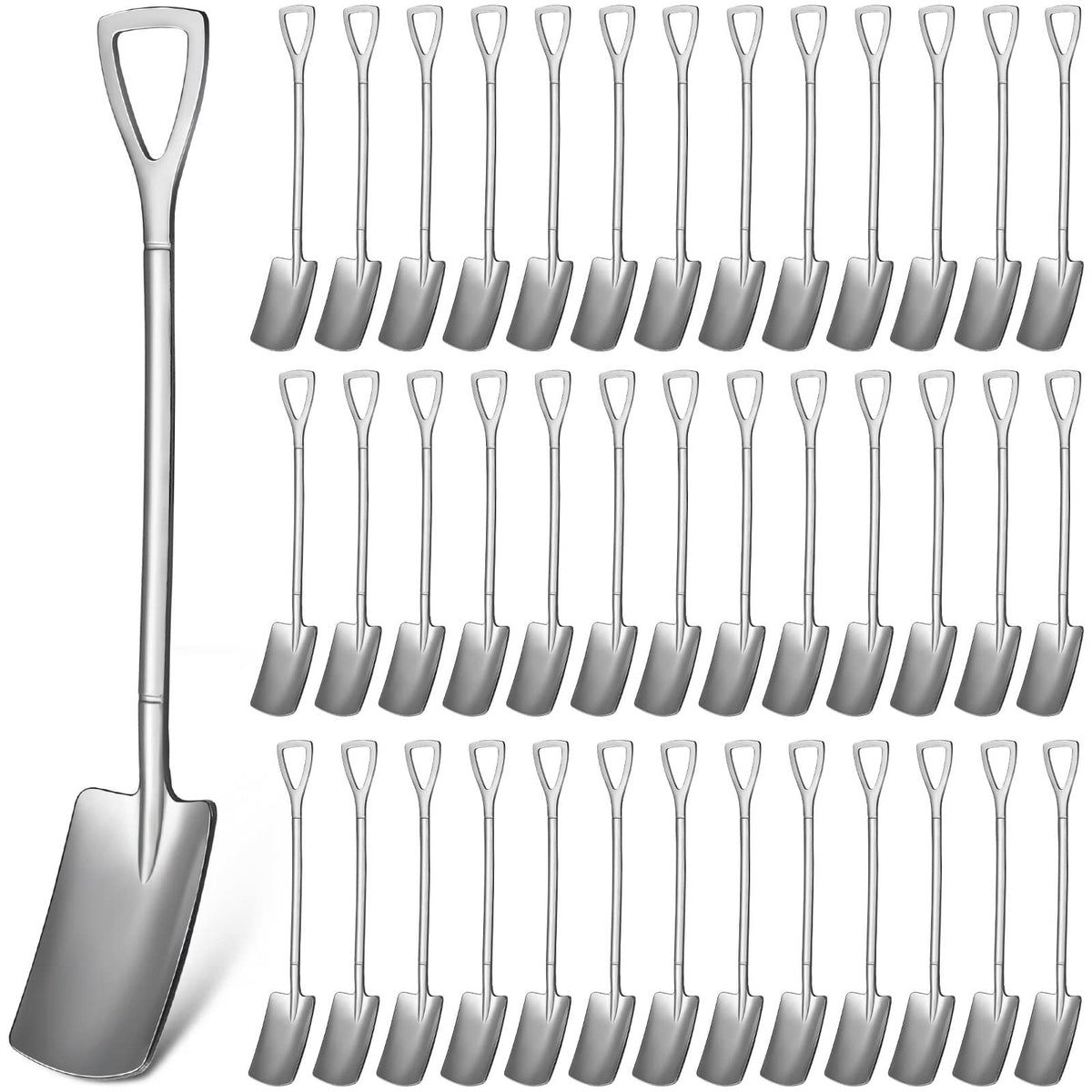 100 Pieces Mini Shovel Spoons 6.1 Inch Dessert Spoons Stainless Steel Silverware Shovel Spoons Ice Cream Spoon Gelato Spoons For