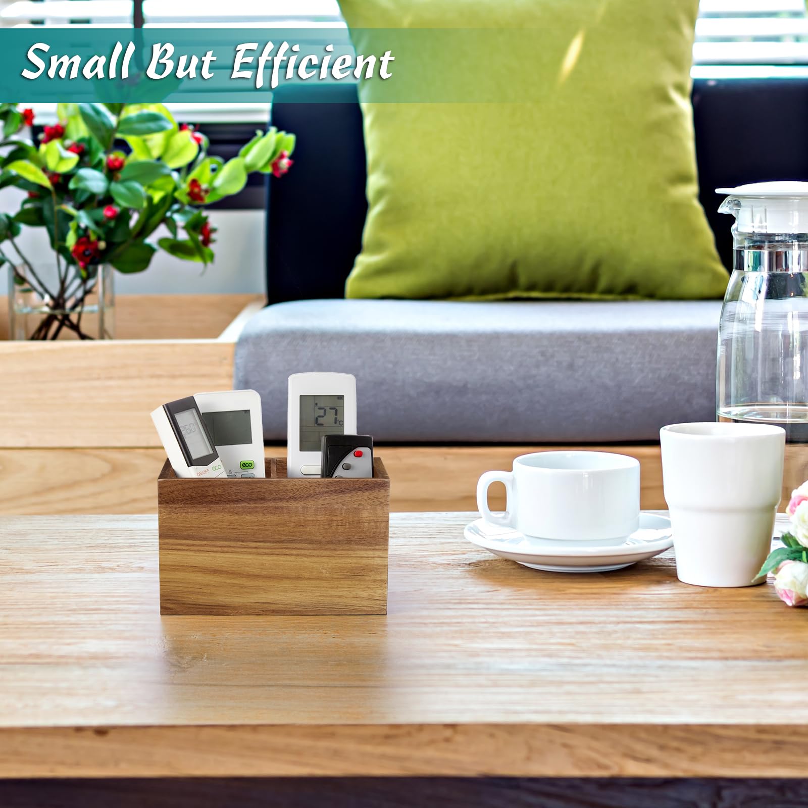 Drastar Remote Holder, Acacia Remote Organizer Caddy, Tv Remote Caddy For Table, Remote Control Holder, Wooden Storage Organizer