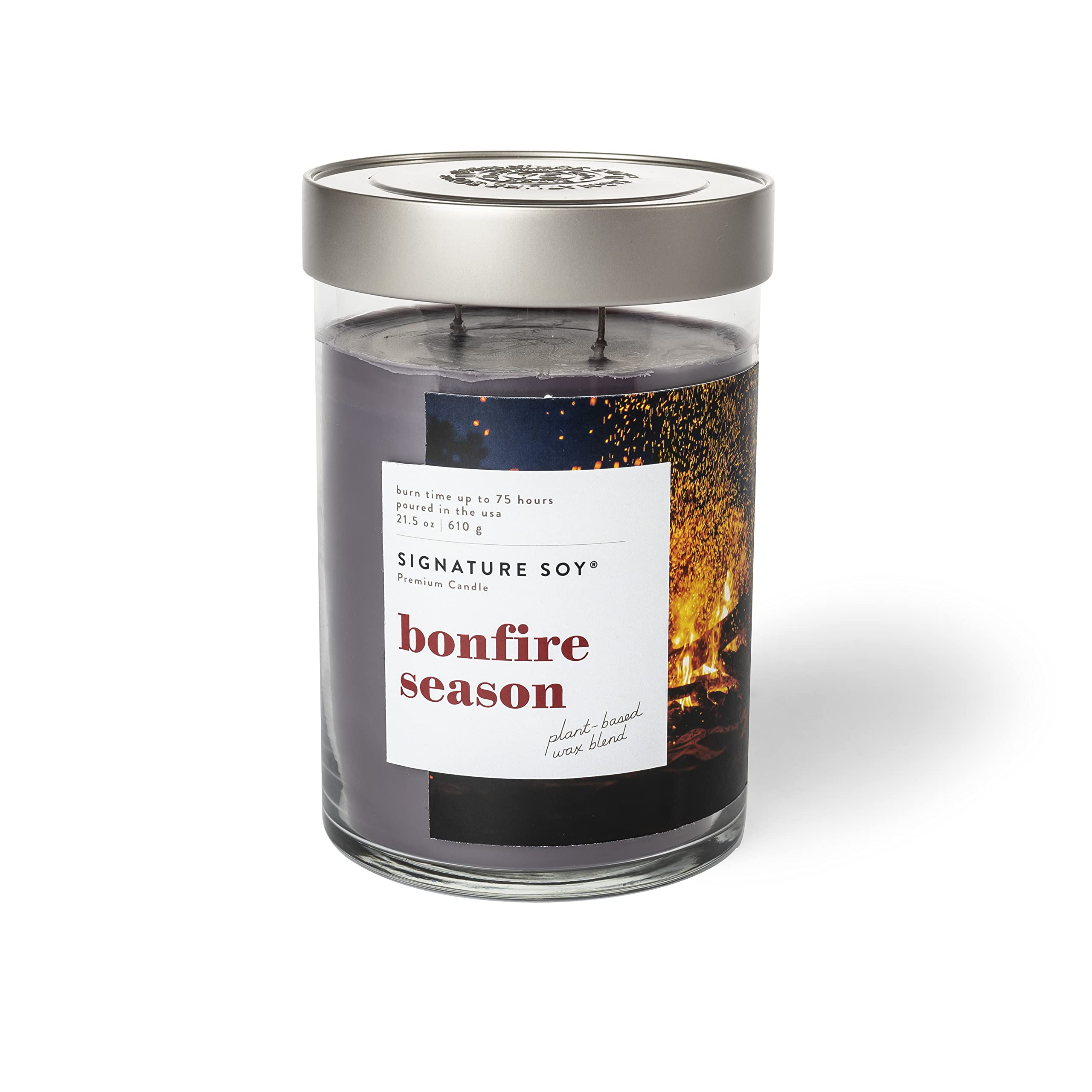 Signature Soy Lidded Bonfire Season Scented Candle, Extra Large Jar