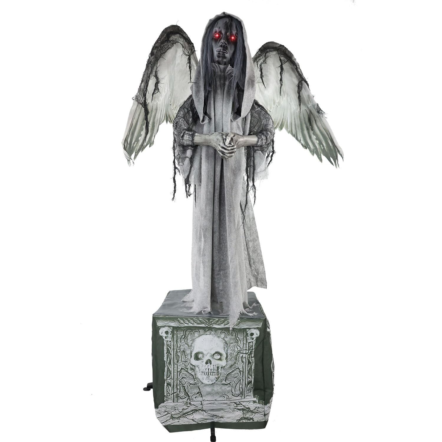 Haunted Hill Farm Lifesize Animatronic Scary Haunted Angel Statue with Touch Activated Lights and Sound, Battery-Operated Indoor