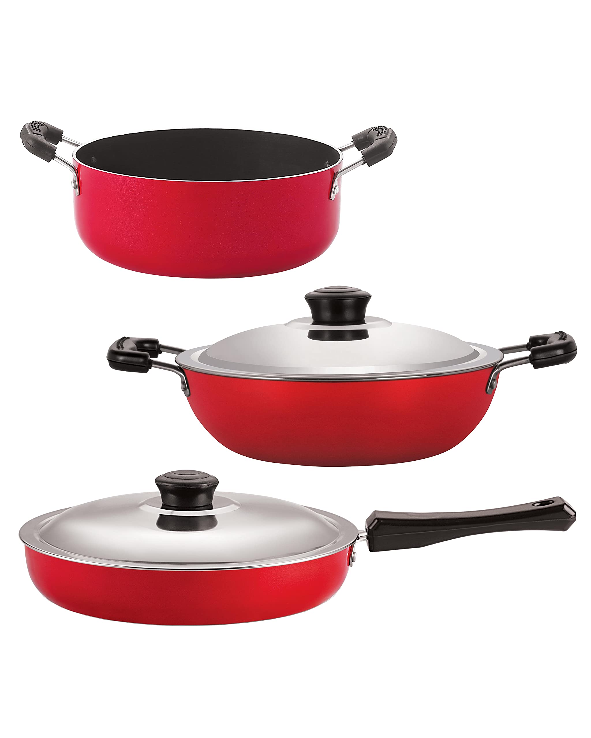 Nirlon Non Stick Cookware Kitchen Accessories For Cooking Combo Set Of 3 Pieces (Fp13_Dkd(J)_Cs24)