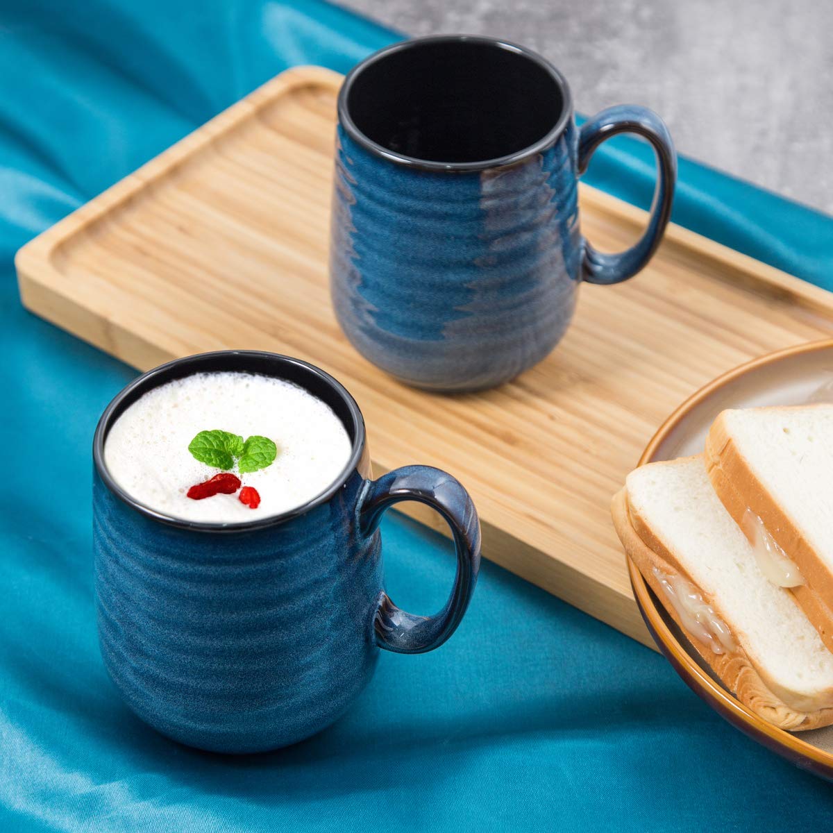 Hasense Coffee Mugs Set Of 4, 15 Ounce Porcelain Mug Set With Handle For Morning Coffee Tea And Cocoa, Ceramic Coffee Cups With