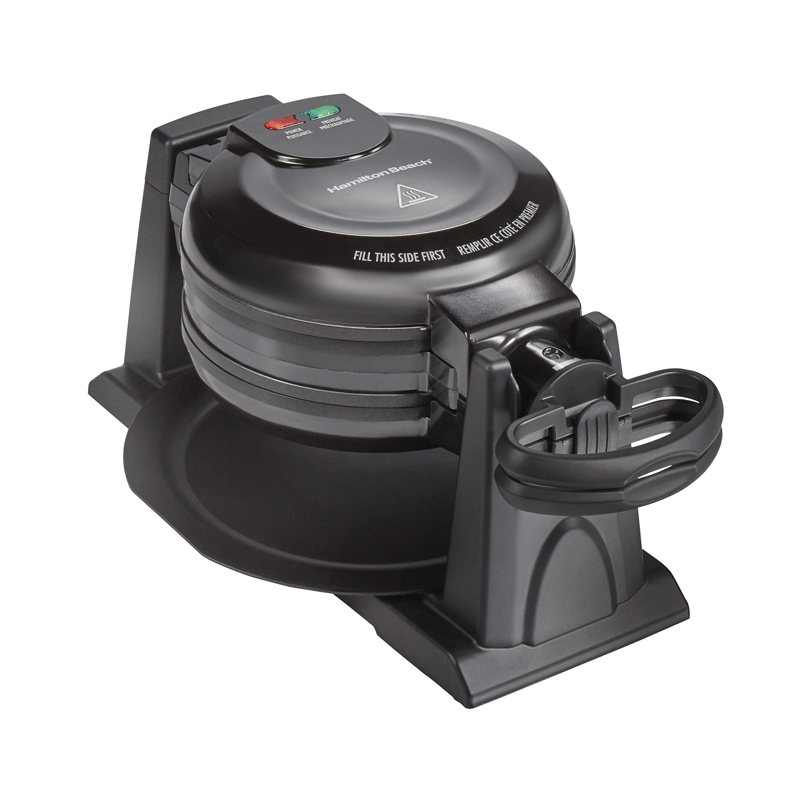Hamilton Beach 26201 Belgian Waffle Maker With Removable Nonstick Plates, Double Flip, Makes 2 At Once, Black