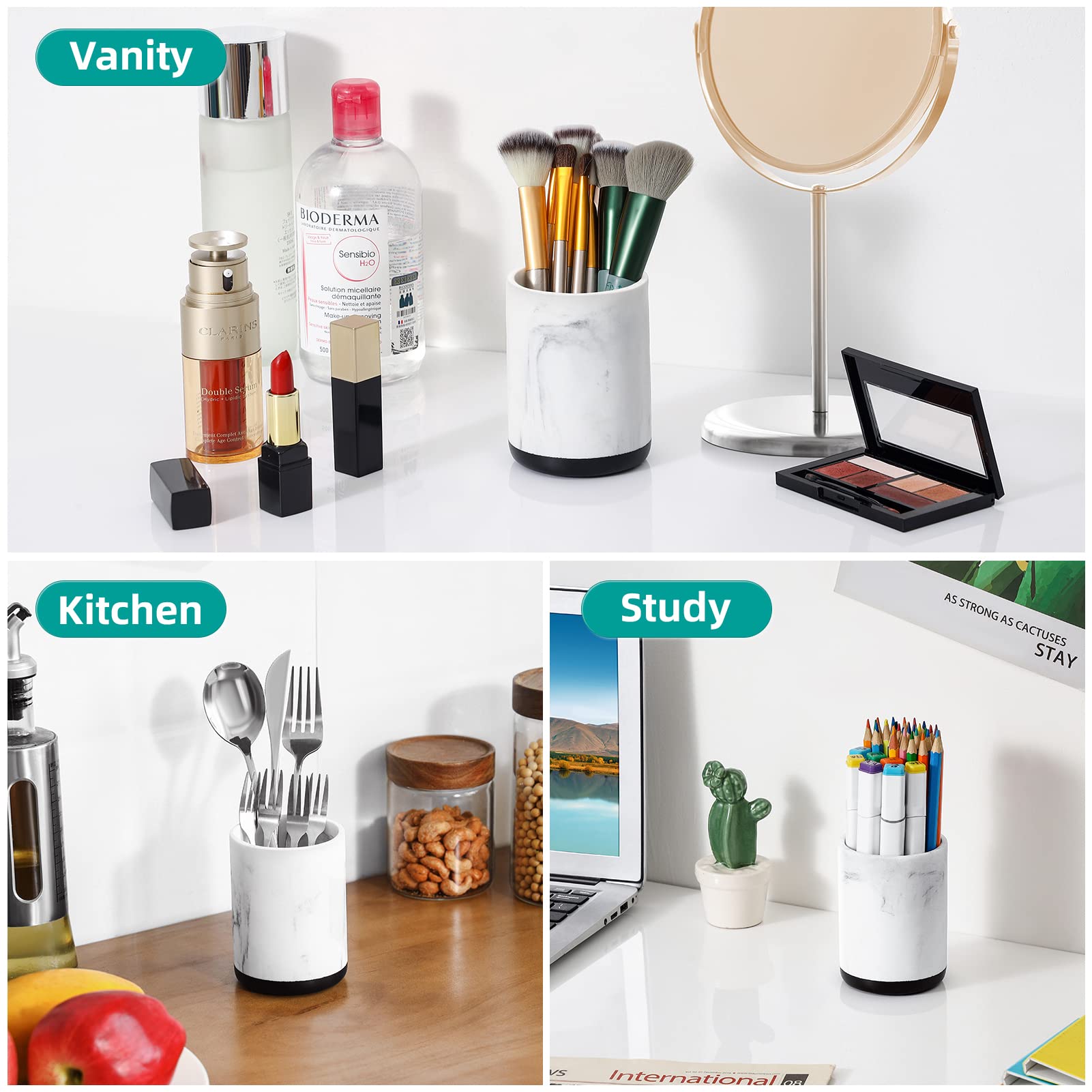 Vitviti Toothbrush Holders For Bathrooms, Toothpaste Tooth Brushing Holder, Bathroom Organizer Countertop For Vanity/Makeup Brus