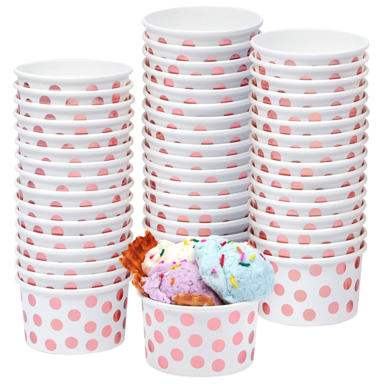 Juvale 50-Pack Paper Ice Cream Cups For Frozen Yogurt, Sundae Bar, Parfaits, Treats, Diners, Restaurants, Bakeries, Disposable D