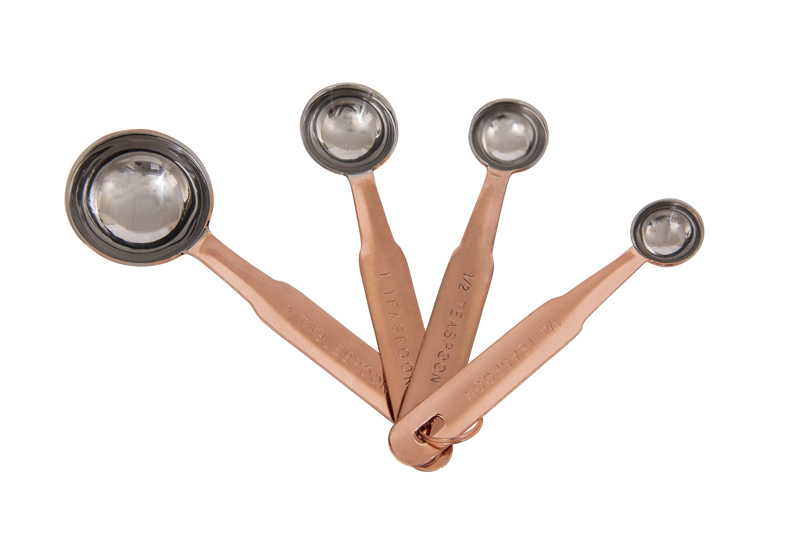 Creative Co-Op Set Of 4 Stainless Steel Measuring Spoons In Copper Finish