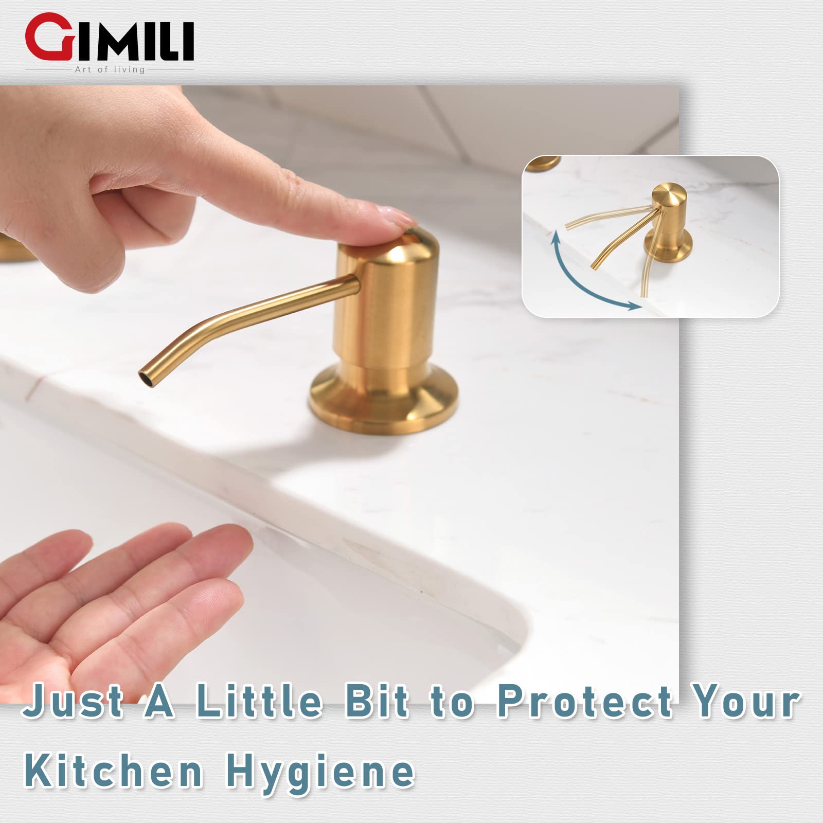 Gimili Brushed Gold Kitchen Faucet With Soap Dispenser, Commercial Single Handle Spring Pull Out Kitchen Sink Faucets With Pull