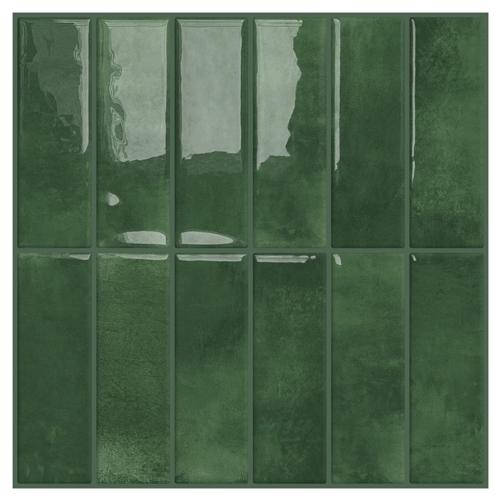 DEWOO 20-Sheet Peel and Stick Subway Backsplash Green Kitchen Bathroom Rectangle Self Adhesive Wall Tile Brick (12  12)