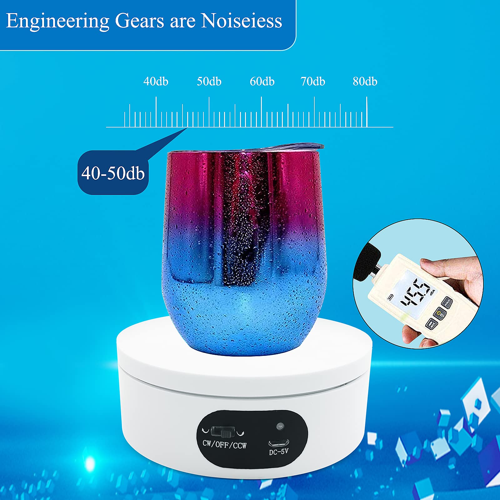 Riomh Turner Cup Display Stand for Epoxy Glitter Tumbler  360 Degree Automatic Mute Rotating Turntable  Bling Bling Tumbler Making Supplies Spinner