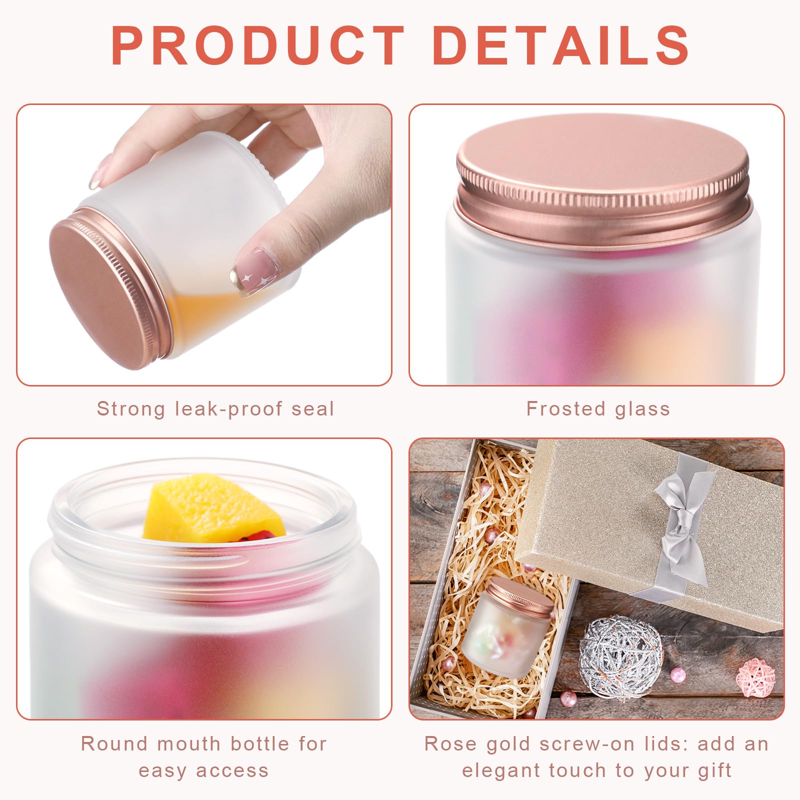 Tioncy 12 Pcs 4Oz Empty Cosmetic Container Glass Candles Jars With Rose Gold Lids 100Ml Round Small Candle Making Jars Mason Can