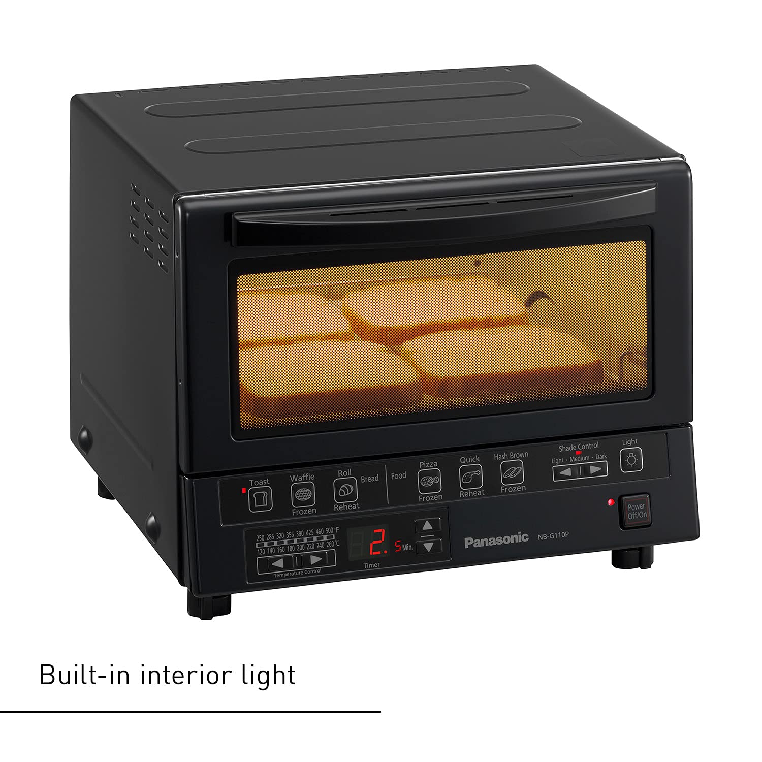Panasonic Nb-G110P-K Toaster Oven Flashxpress With Double Infrared Heating And Removable 9-Inch Inner Baking Tray, 1300W, 4-Slic