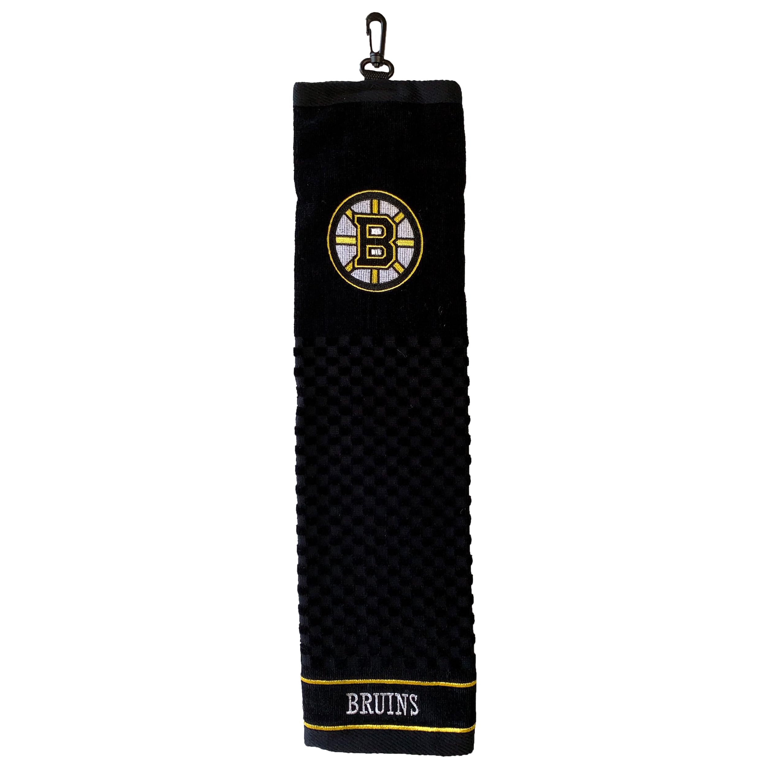 Team Golf Nhl Boston Bruins Embroidered Golf Towel Embroidered Golf Towel, Checkered Scrubber Design, Embroidered Logo