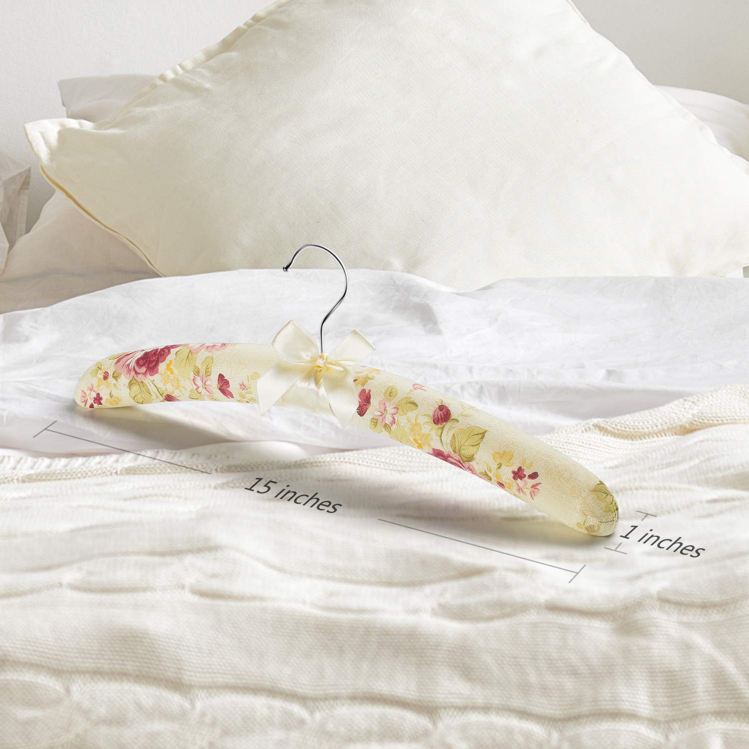 GLCON Padded Clothes Hangers for Sweaters - Non-Slip Foam Satin Covers, Floral Design, Pack of 10