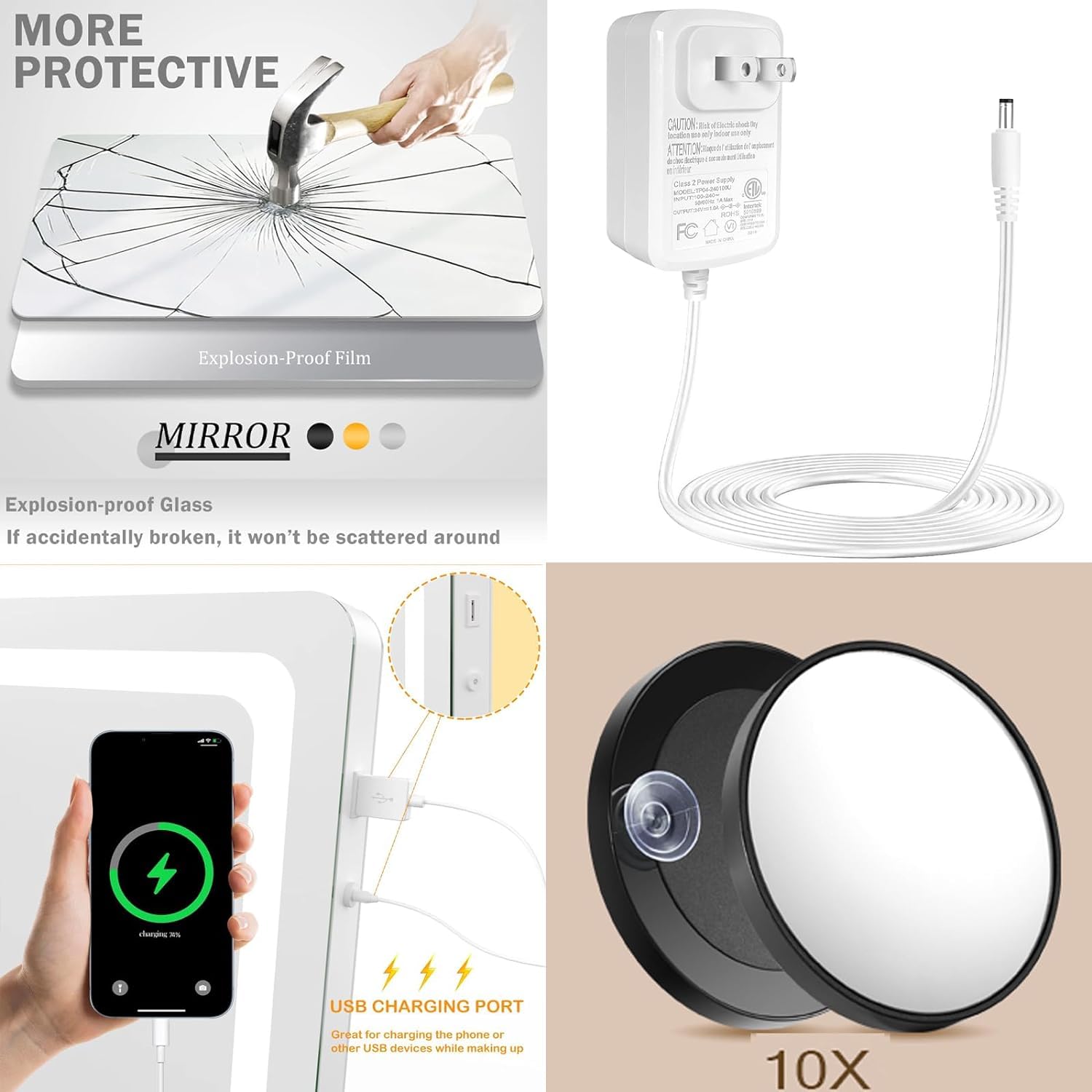 Gvnkvn Makeup Vanity Mirror With Usb Charging Port 28'' X 22'' Large Led Makeup Mirror, Desk Mirorr With Lights, Light Up Mirror