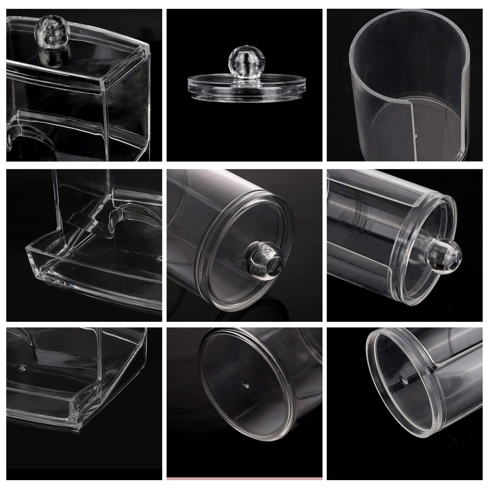 Tbestmax Bathroom Organizer Accessories Set-10 OZ 7 OZ Qtips Holder Storage with Clear Plastic Lids  Cotton Ball/Swabs Dispenser  Apothecary Container Jar 3 Pcs