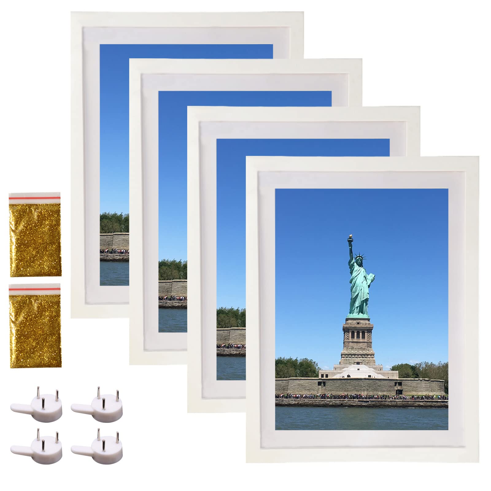 4 Pack 12x16 Picture Frame Wood Diamond Painting Frames 30x40cm Diamond Art Frame Display 10x14 in/ 25x35cm with Mat or 12x16 in