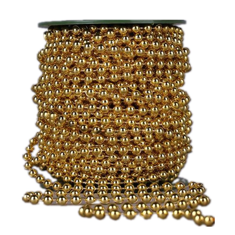 Ltvystore 82Feet/25Meter Roll Gold Pearl String Party Garland Wedding Centerpieces Bridal Bouquet Crafts Decoration