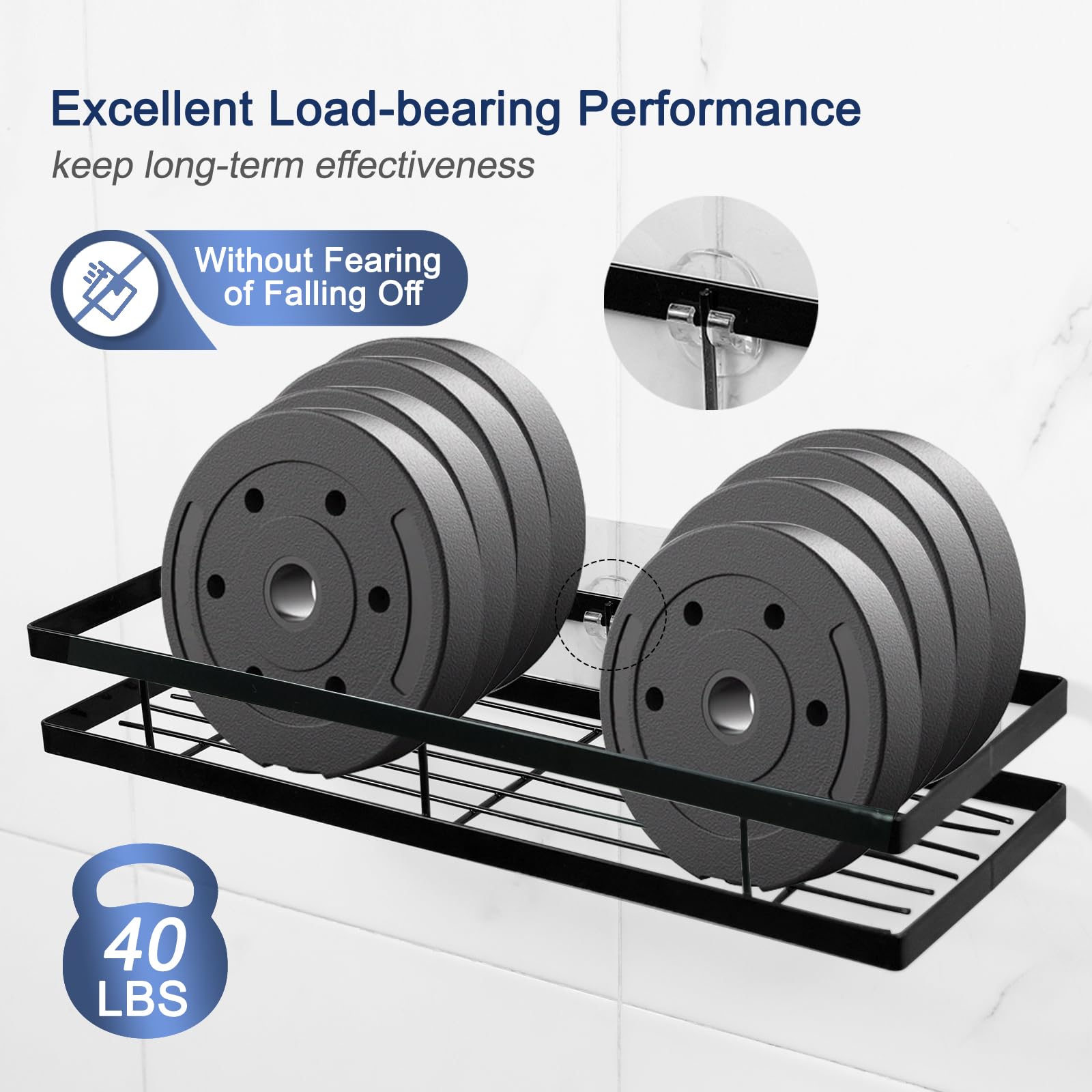 Ord Of Sp Shower Caddy Adhesive Replacement, 4 Pack Strong Shower Caddy Adhesive, Transparent Adhesive Shower Caddy, No Drilling