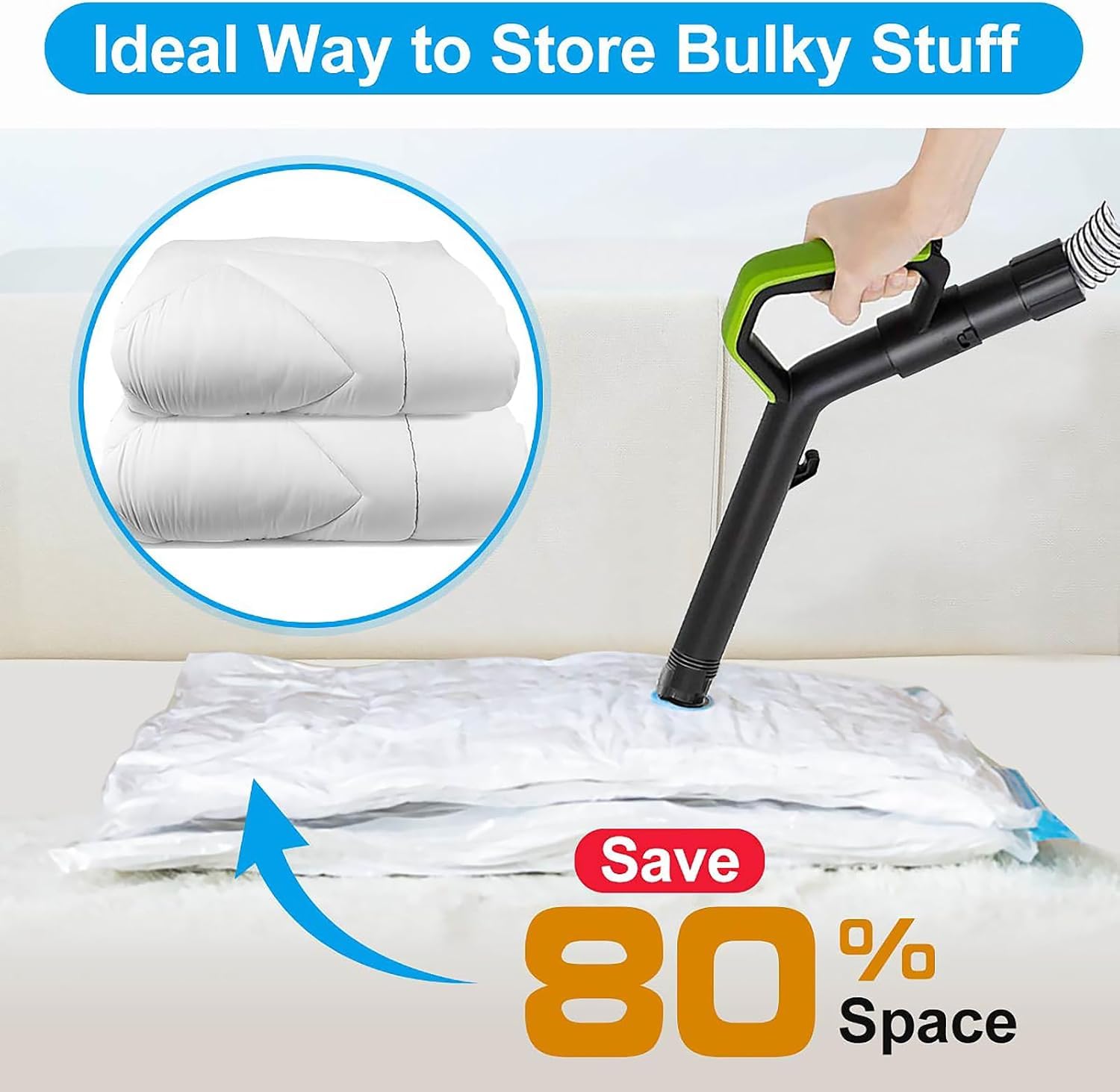 BoxLegend Vacuum Storage Bags with Large Size Hand Pump 8 Jumbo 31.5x39.37 Thickened Vacuum Seal Bags for Clothing Space Saving