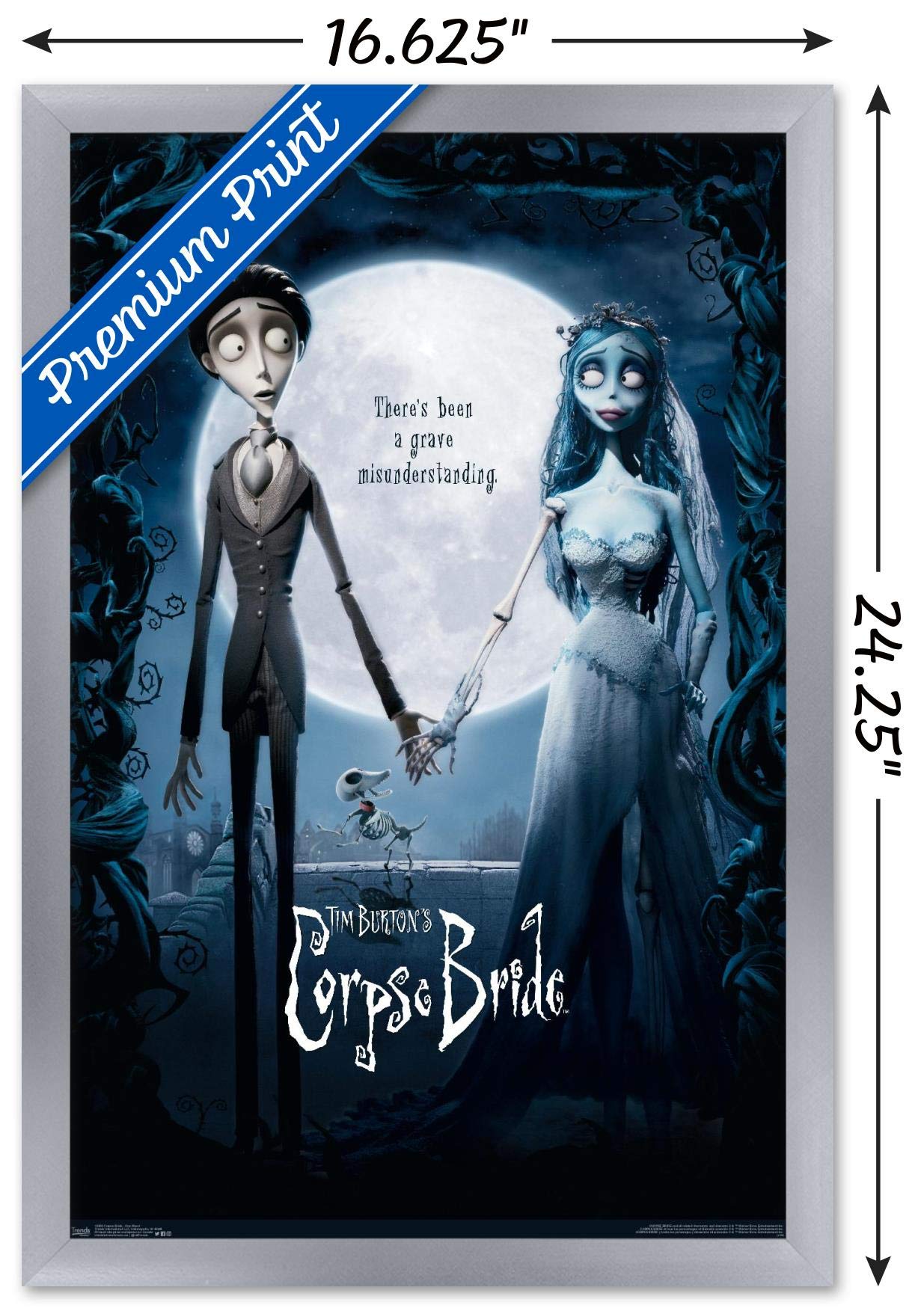 Trends International Corpse Bride Wall Poster, 14.7" x 22.4", Silver Framed, Model FR18250SIL14X22