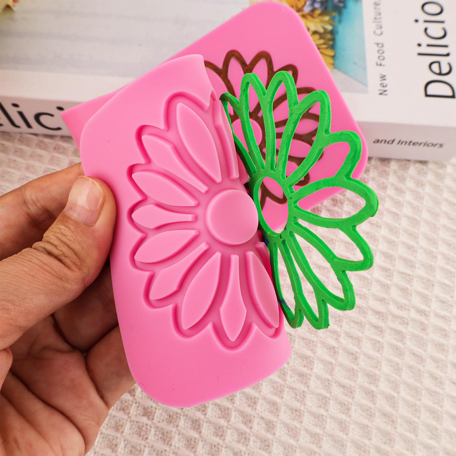 Hollow Silicone Mold 3D Flower Silicone Candy Mold Daisy Shaped Lace Mat For Cake Decorating Chocolate Fondant Tuille Paste Poly
