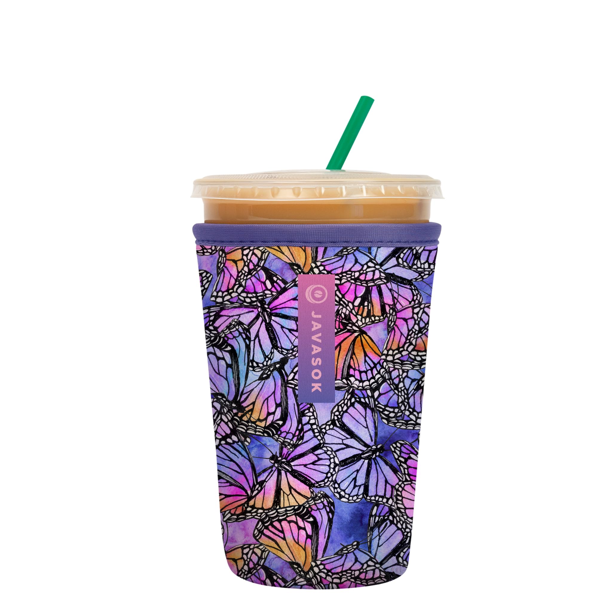 Sok It Java Sok Iced Coffee & Cold Soda Insulated Neoprene Cup Sleeve (Butterfly Galaxy, Medium: 22-28oz)