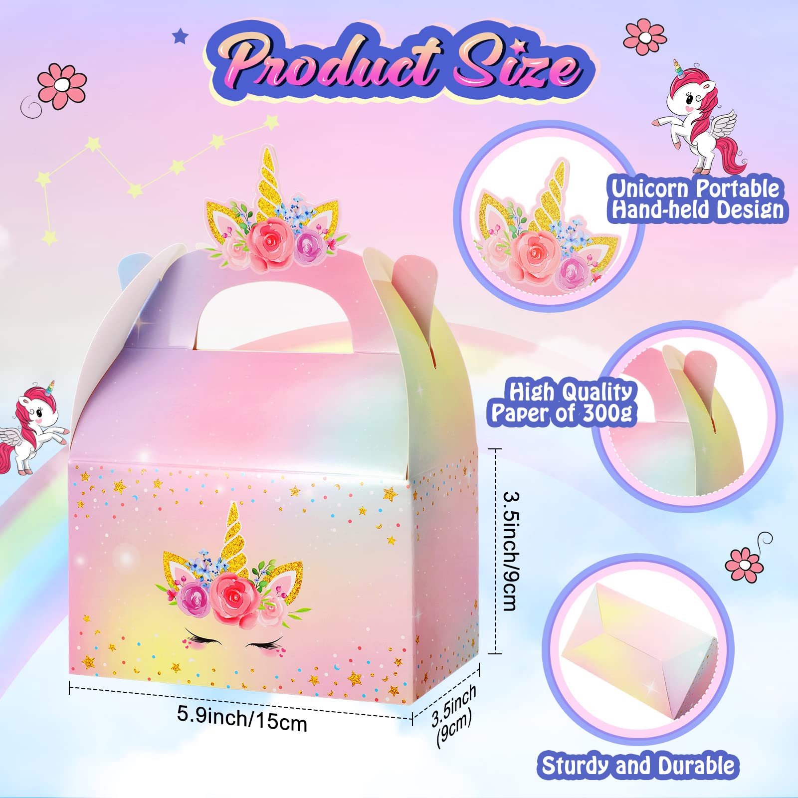 Leinuosen Unicorn Gift Boxes Party Supplies Cute Party Favor Boxes Rainbow Theme Treat Boxes Candy Goodies Gift Boxes For Girls