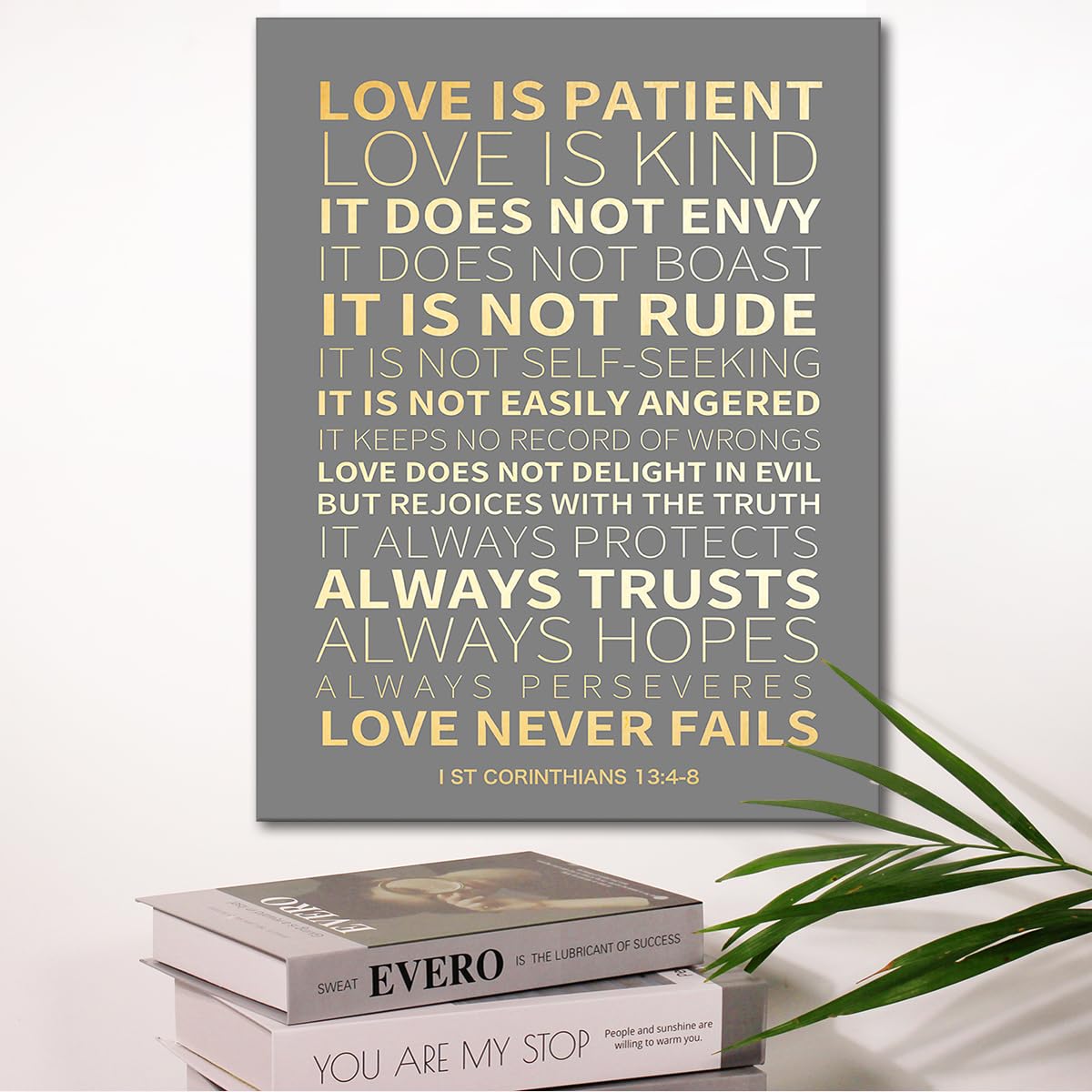 Inspirational Christian Wall Decor,Love Is Never Fails 1 Corinthians 13:4-8 Bible Verses Canvas Poster Print Wall Art,1 Corinthi