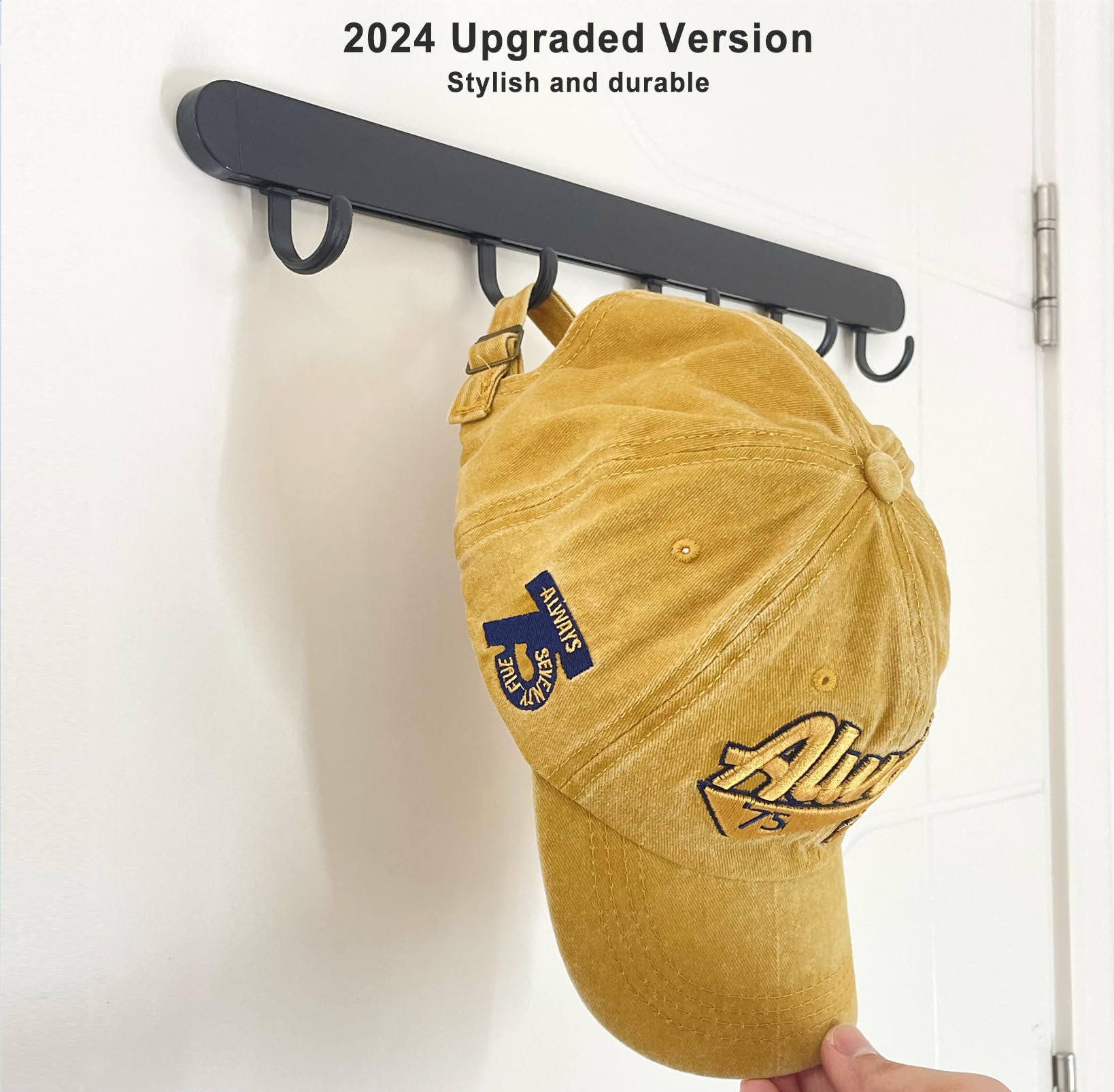Etowifa Adhesive Hat Organizer Rack For Baseball Caps [Up To 36 Caps] Hat Hanger Display For Wall/Closet/Over The Door, Room/Col