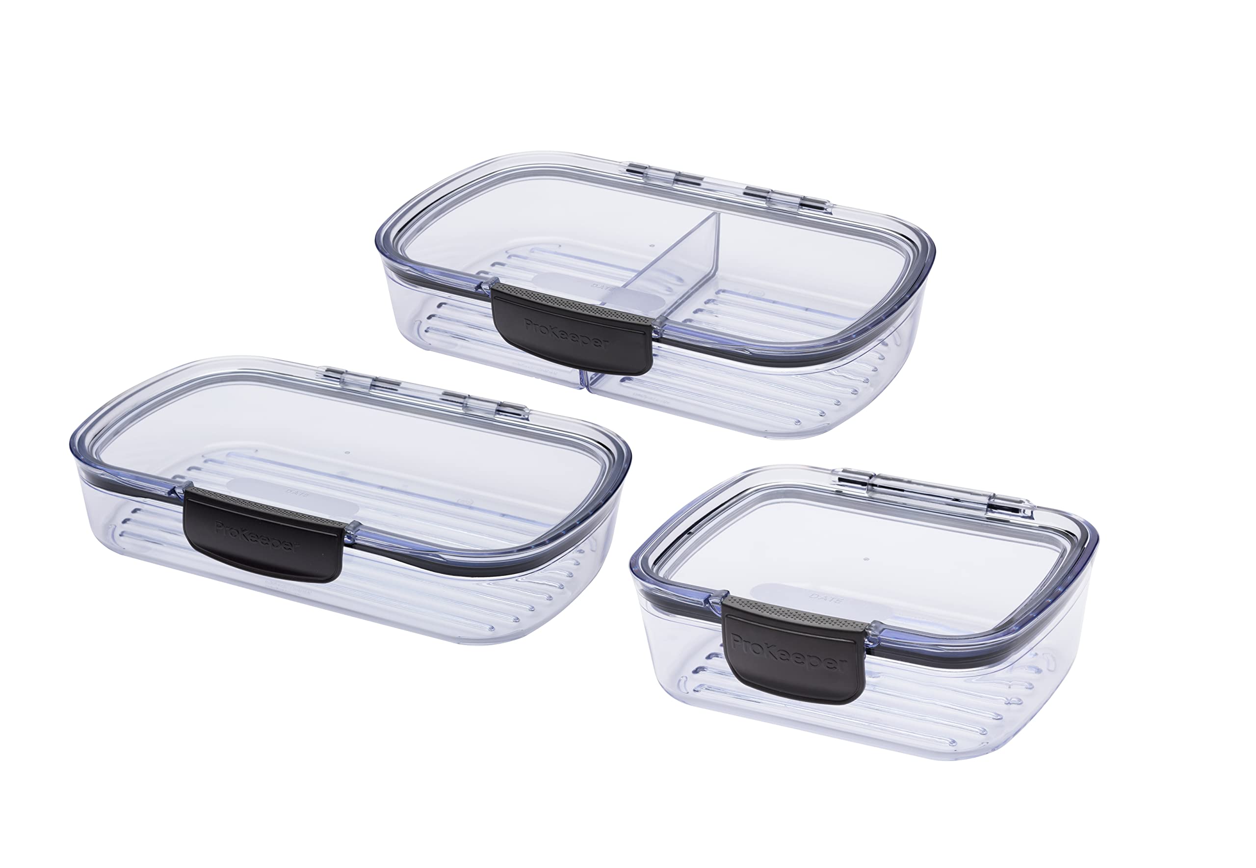 Progressive International Deli Prokeeper+ Air Tight Silicone Sealed Food Storage Container Set With Clear Dry Erase Compatible L