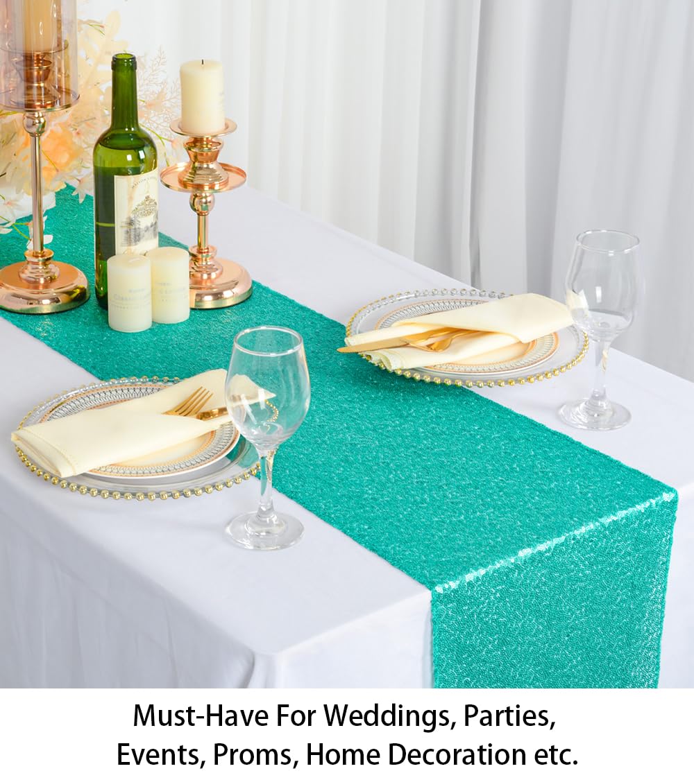 Shinybeauty Table-Runners-Green-Sequin-Table-Runners Pack Of 10 Mint Green 12X72-Inch-Wedding Party Catering Event Christmas Dec