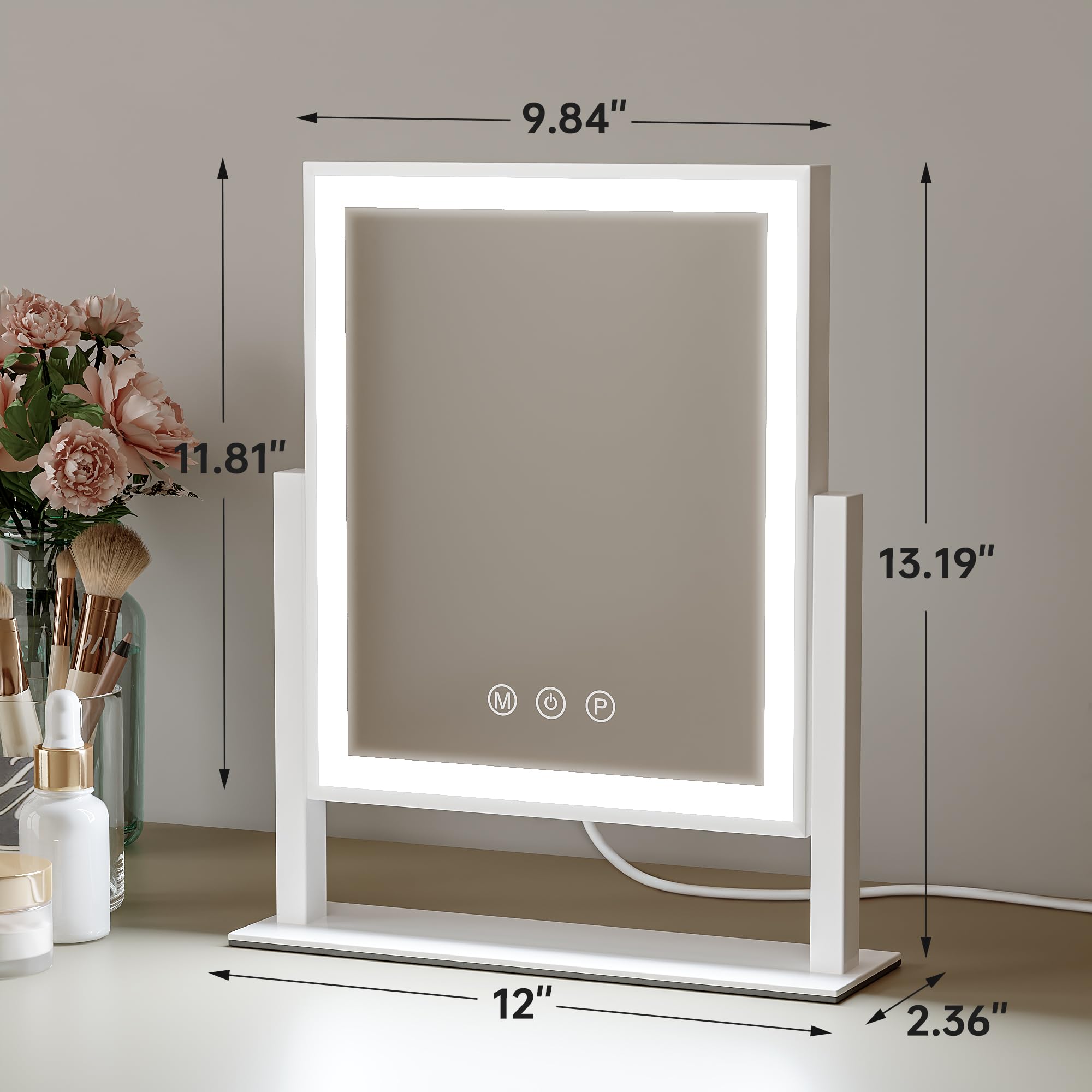 SSTBLEV Vanity Mirror with Lights, 3-Color Dimmable & Adjustable Lighted Makeup Mirror with Smart Touch and 360 Rotation