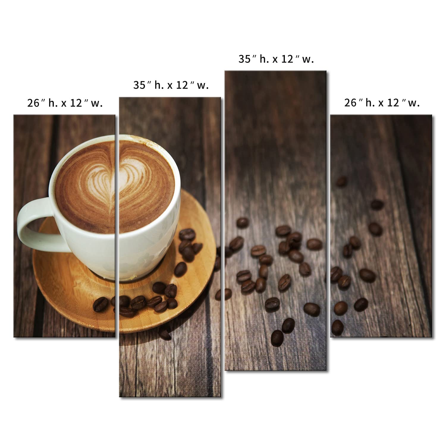 Brown Coffee with Heart Pattern in White Cup Wall Art Painting The Picture Print On Canvas Food Pictures for Home Decor Decoration Gift