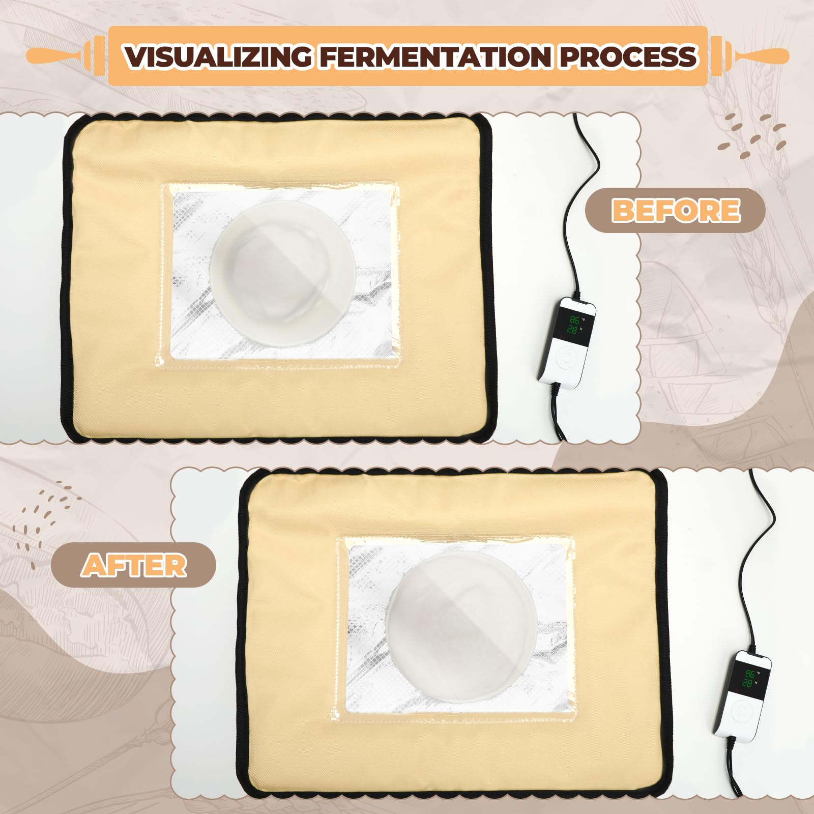 Nefelibata Proofing Box Bread Proofer With Heater Foldable Zippered Sourdough Proofing Basket For Making Dough Yogurt Pizza Cook