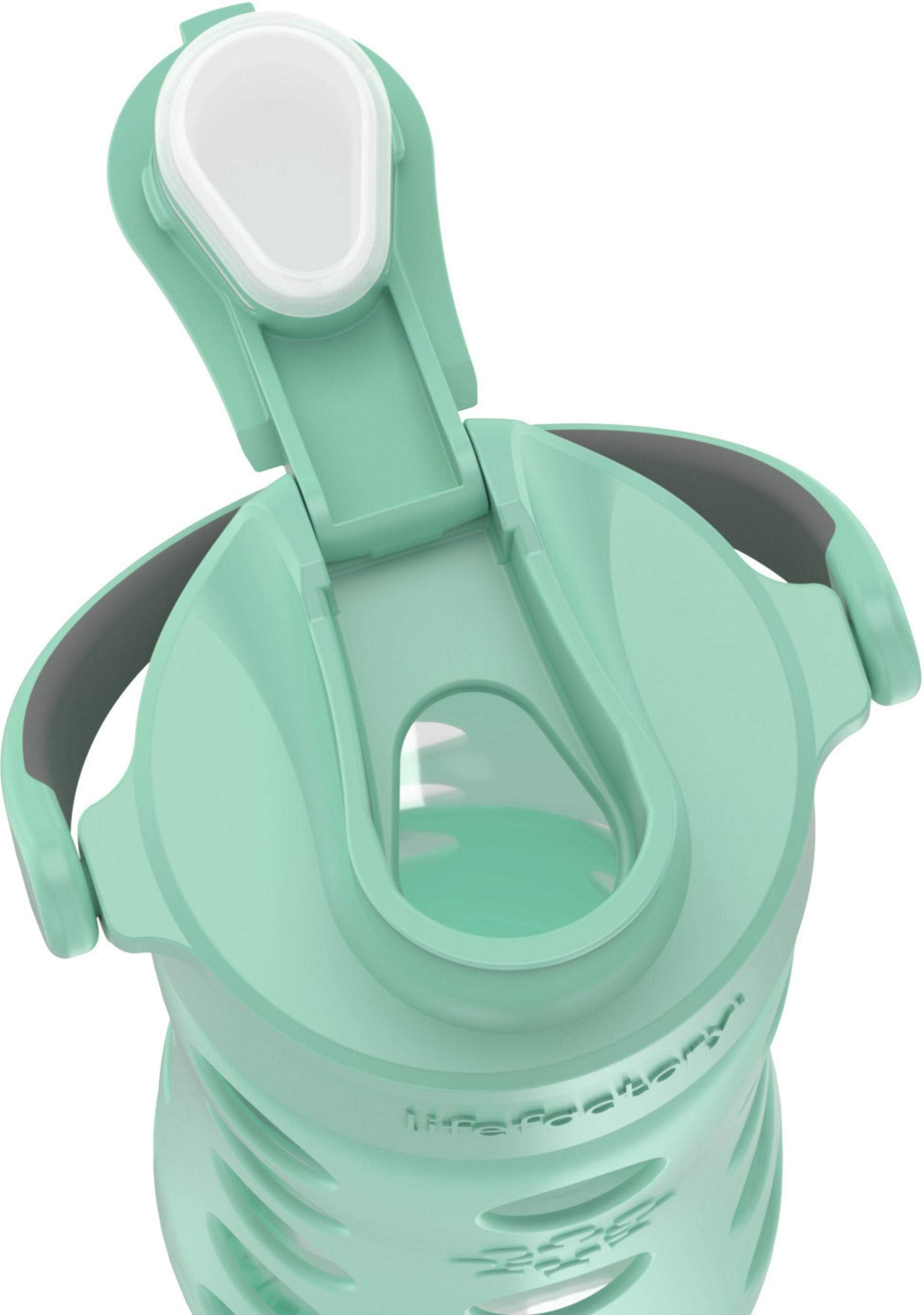 Lifefactory 16-Ounce Glass Water Bottle with Active Flip Cap and Protective Silicone Sleeve  Mint