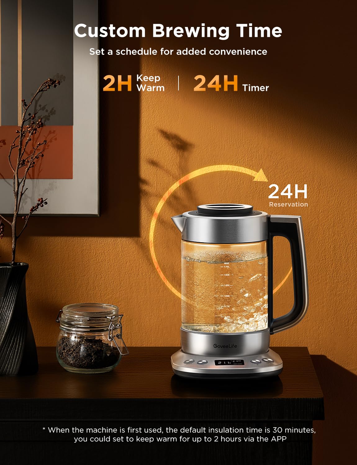 Goveelife Smart Electric Kettle With Tea Infuser For Loose Leaf Tea, 1.7 L Electric Tea Kettle With Brewing Program, Variable Te