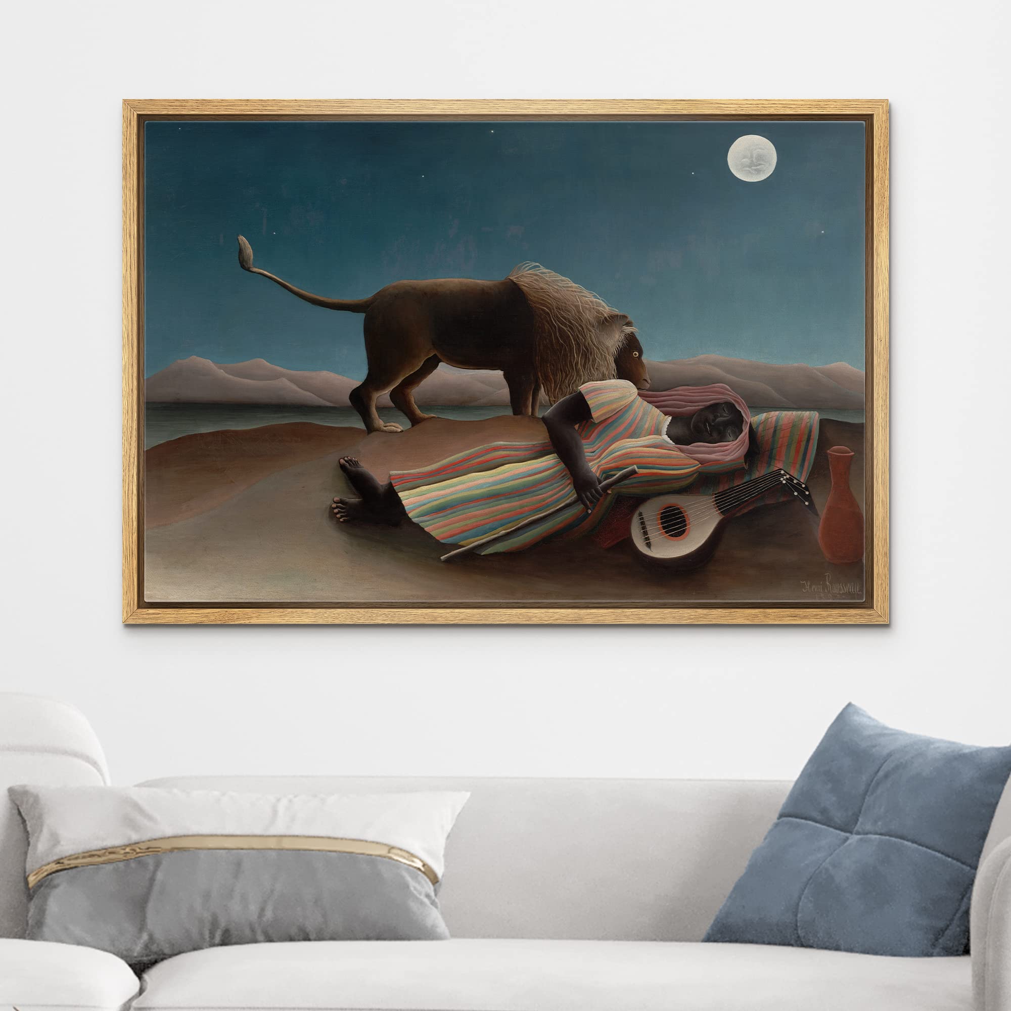 Wall26 The Sleeping Gypsy By Henri Rousseau Giclee Framed Canvas Prints Wrapped Gallery Wall Art | Stretched And Framed Ready To