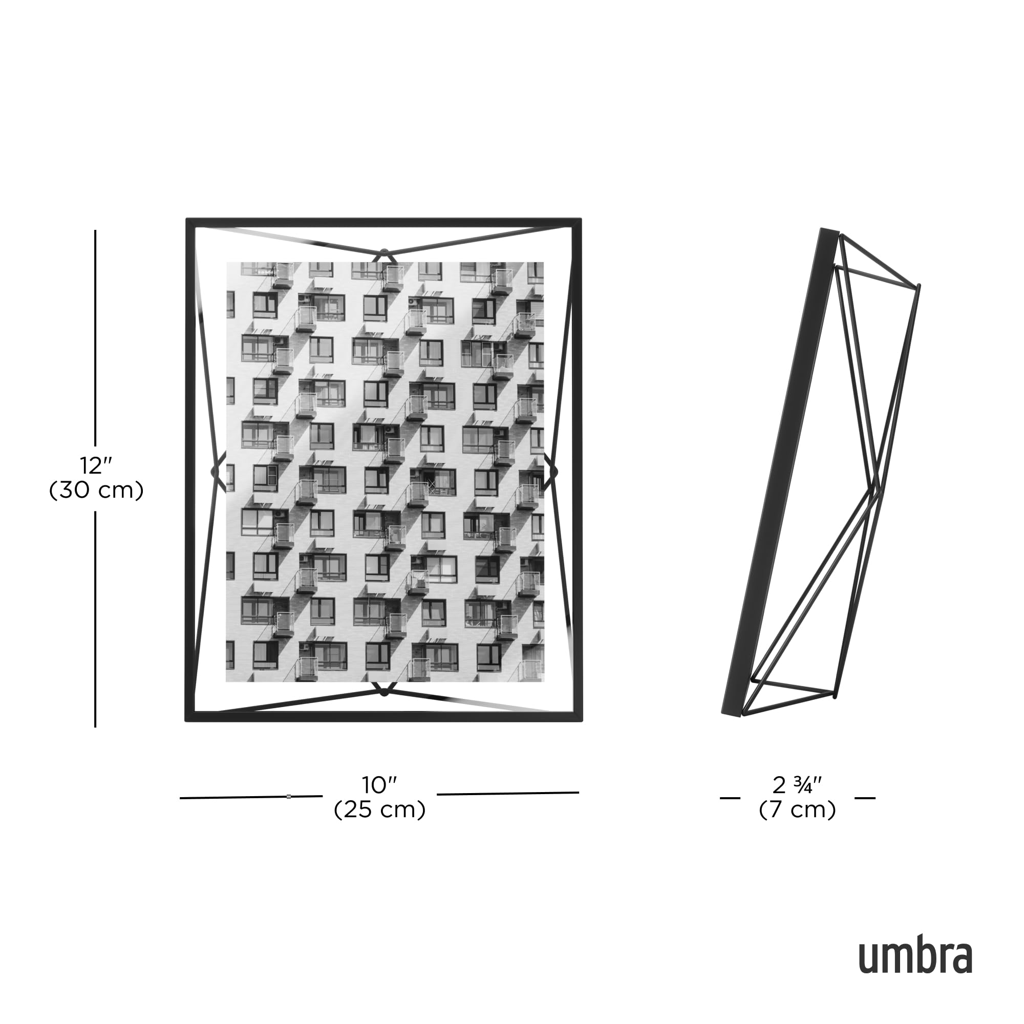 Umbra Prisma 8x10 Picture Frame, Floating Wall or Desk Photo Display for Pictures, Art, Illustrations, Graphic Text & More, Meta