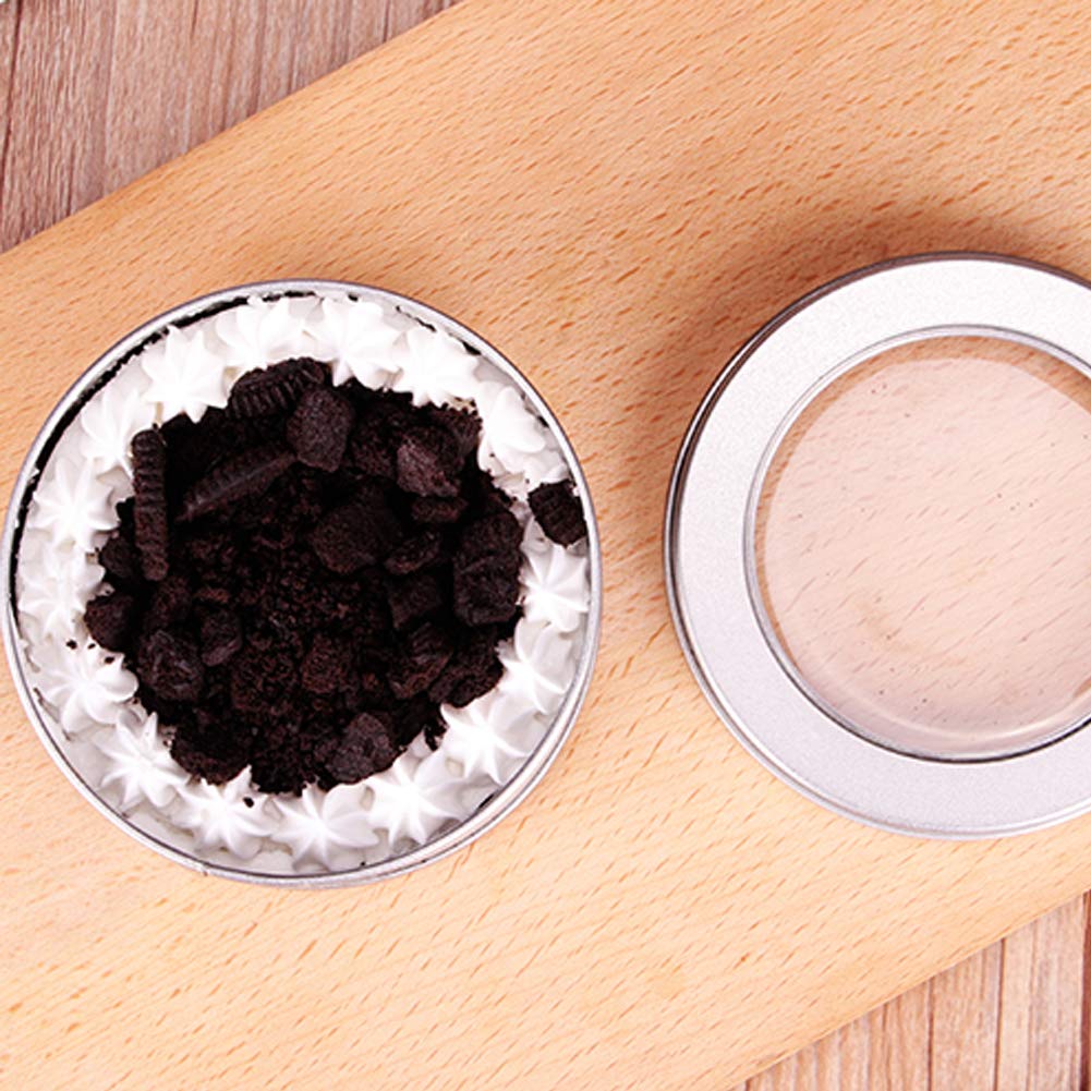 Abgream Metal Tin Cans - 2 Ounce Round Empty Containers With Clear Top For Cosmetics Crafts Food Storage Party Favors (30)