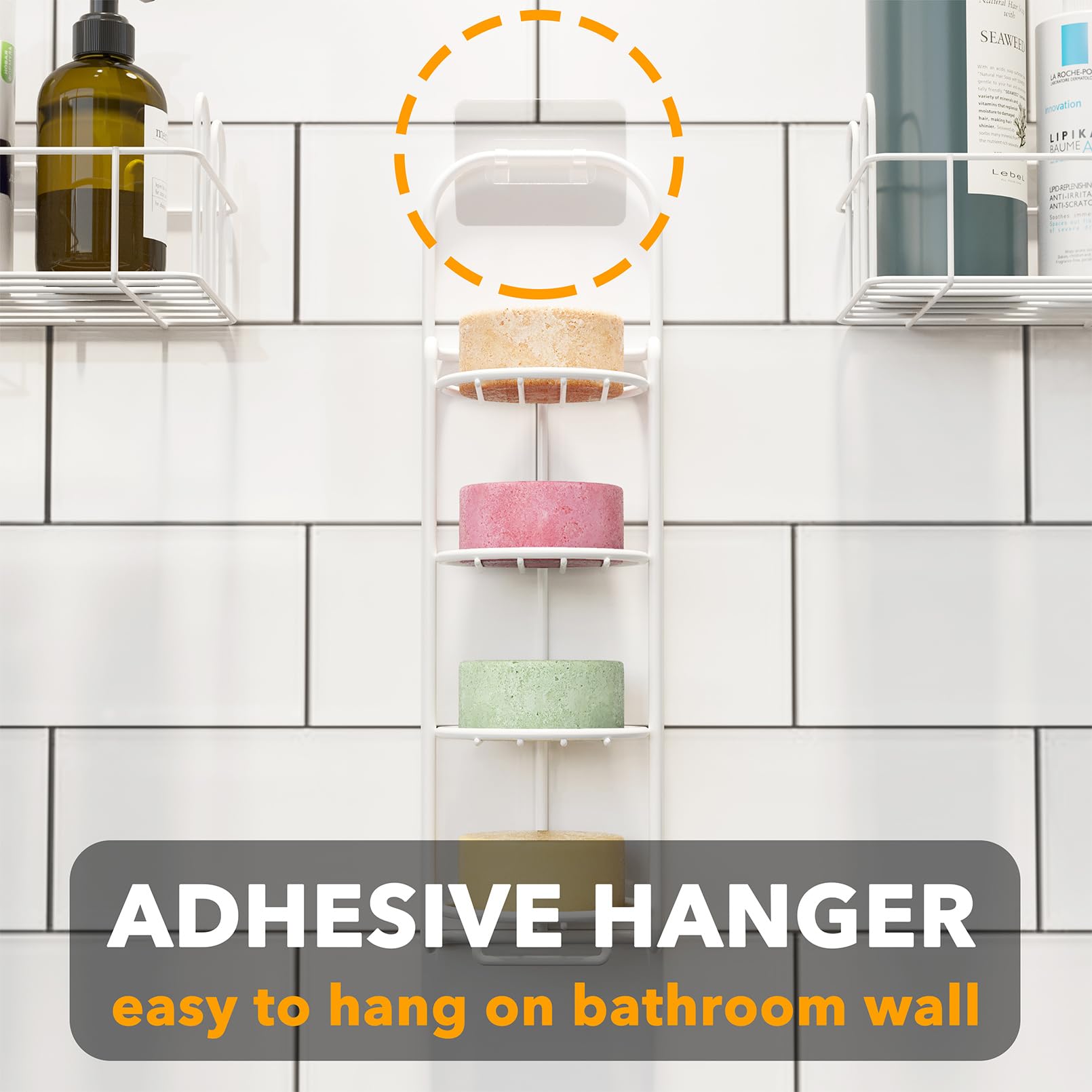 Spaceaid 4 Tier Shampoo Bar Holder For Shower, Self Draining Soap Bar Holders Caddy For Bathroom Wall And Kitchen Sink, Shampoo