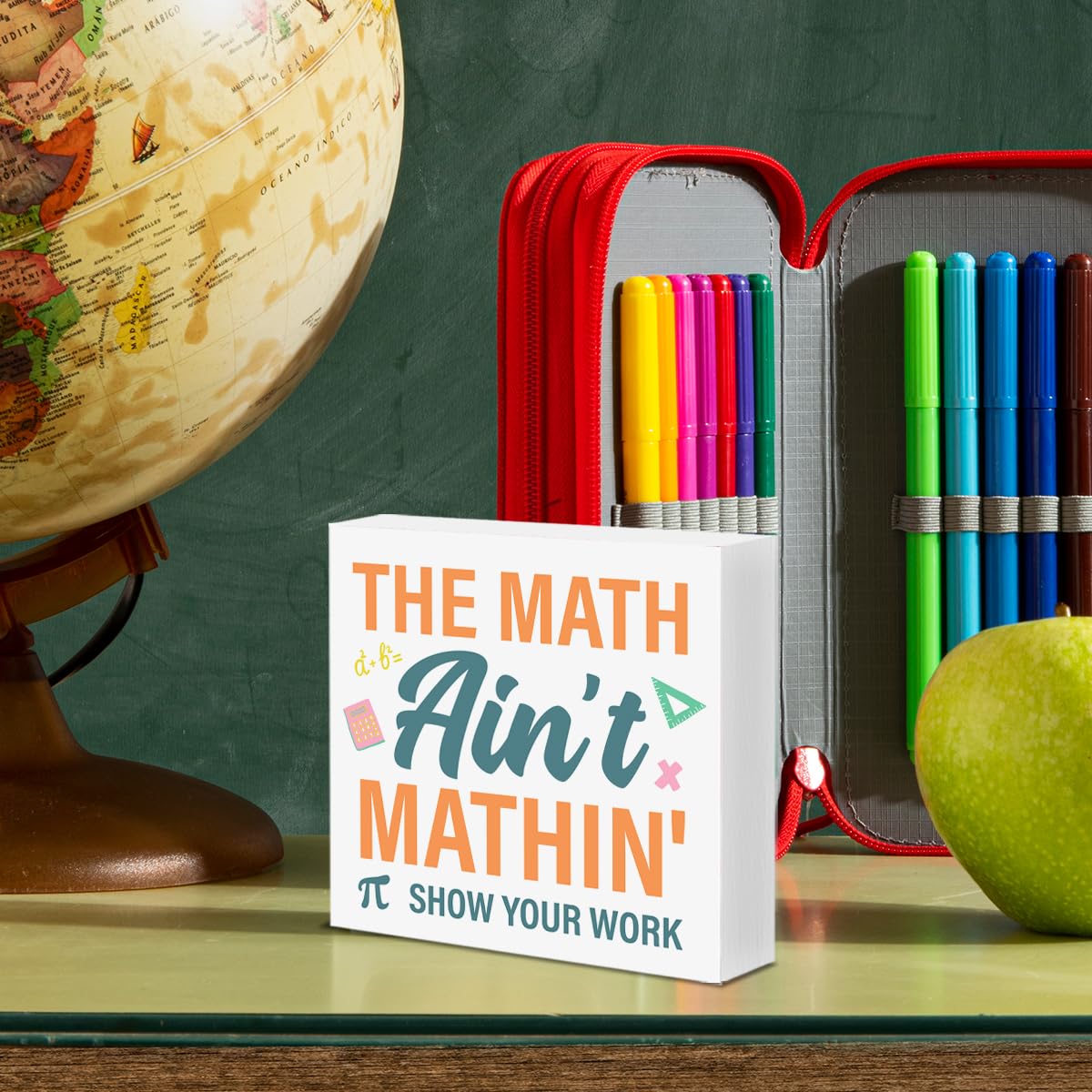 Funny Math Teacher Gifts, the Math Ain't Mathin Show Your Work Wood Block Sign School Office Table Desk Shelf Decor