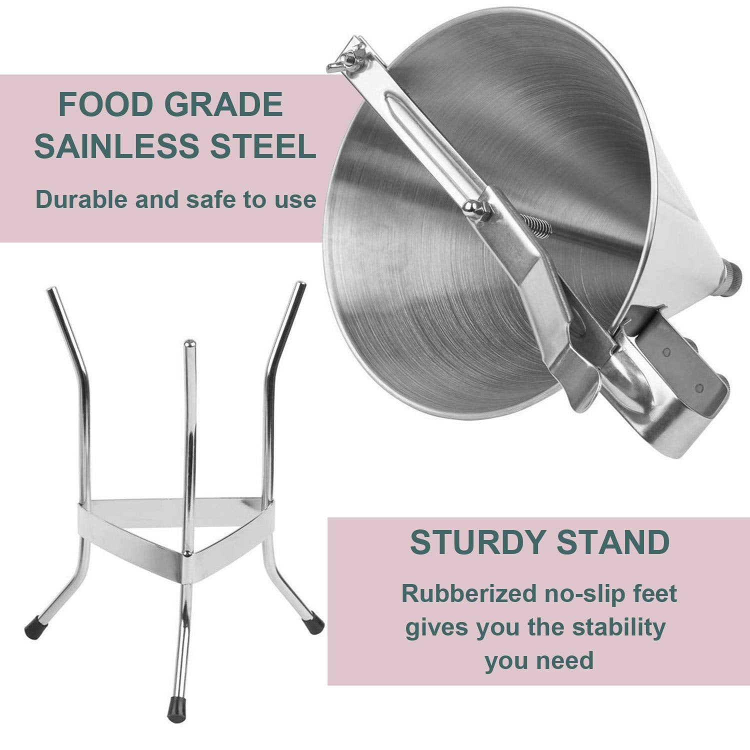 Stainless Steel Confectionery Funnels With Stand And 3 Nozzles, Commercial Grade Cake Decorating Tool Bakery Use, Precise Dispen