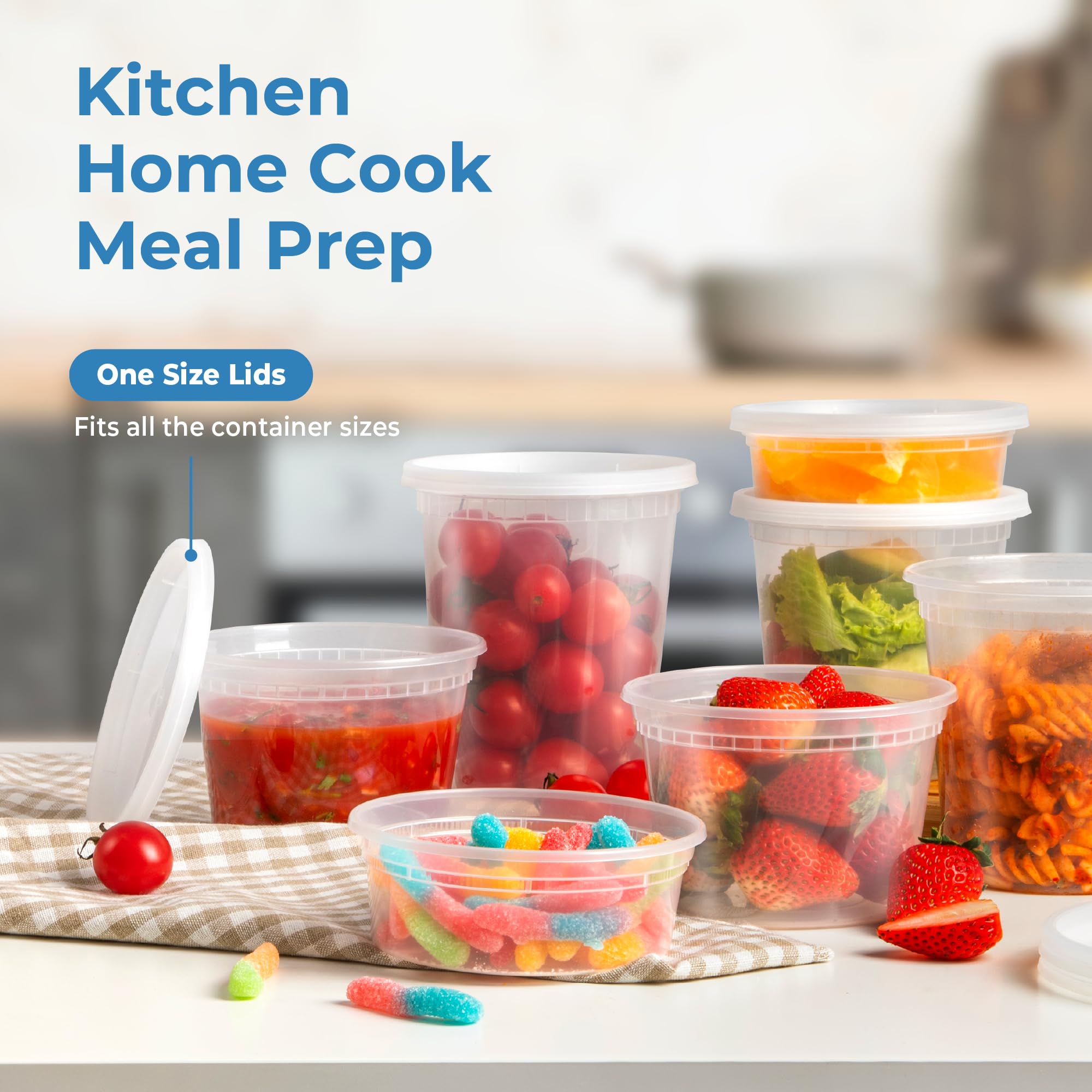 Fit Meal Prep 40 Pack 16 32 Oz Deli Containers With Lids Variety Pack, Us Made Leakproof Assorted Plastic Soup Container, Combo