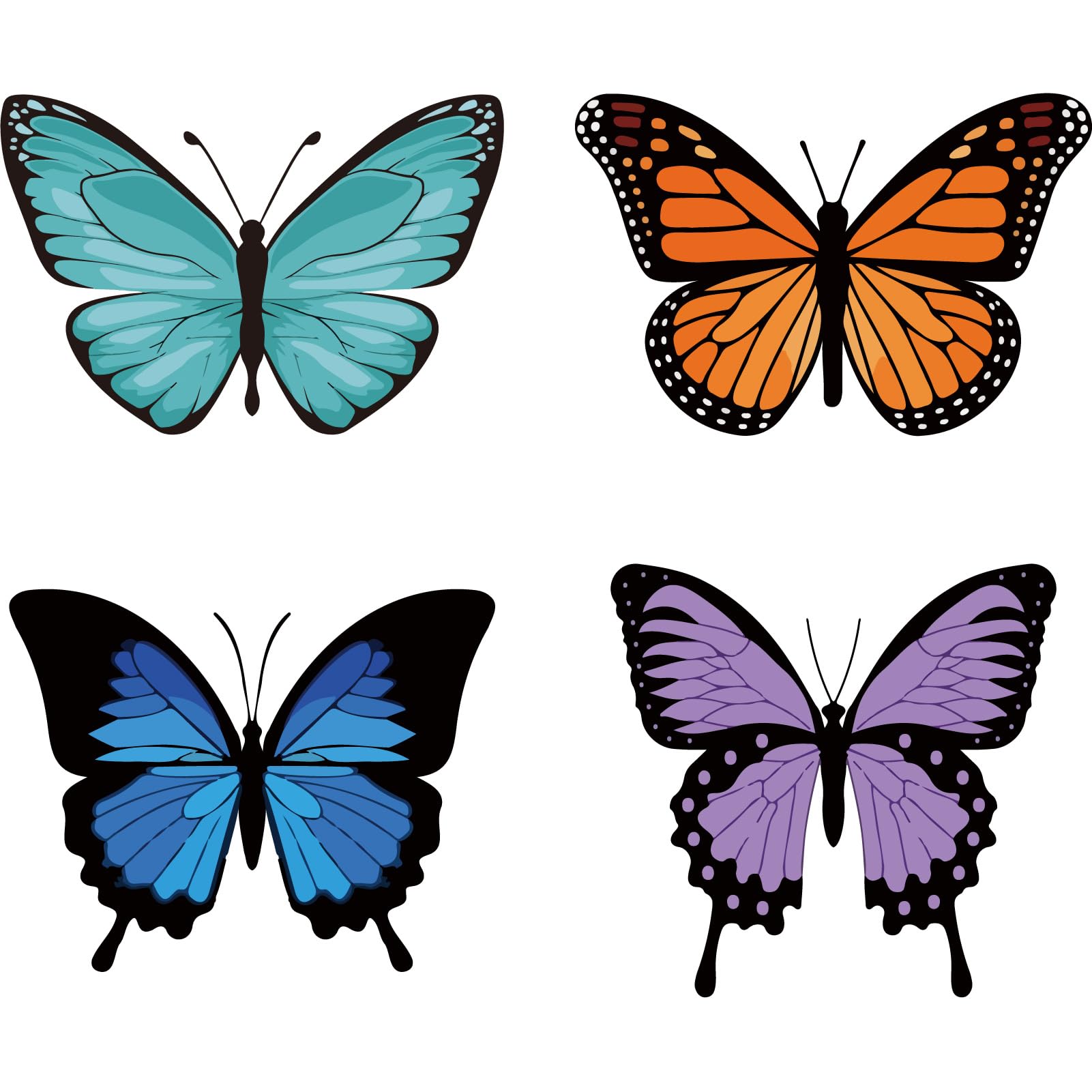 GORGECRAFT 4Pcs Butterfly Window Decals Static Glass Sliding Door Sticker Clings Vinyl Alert Film Bedroom Bathroom Spring Animal