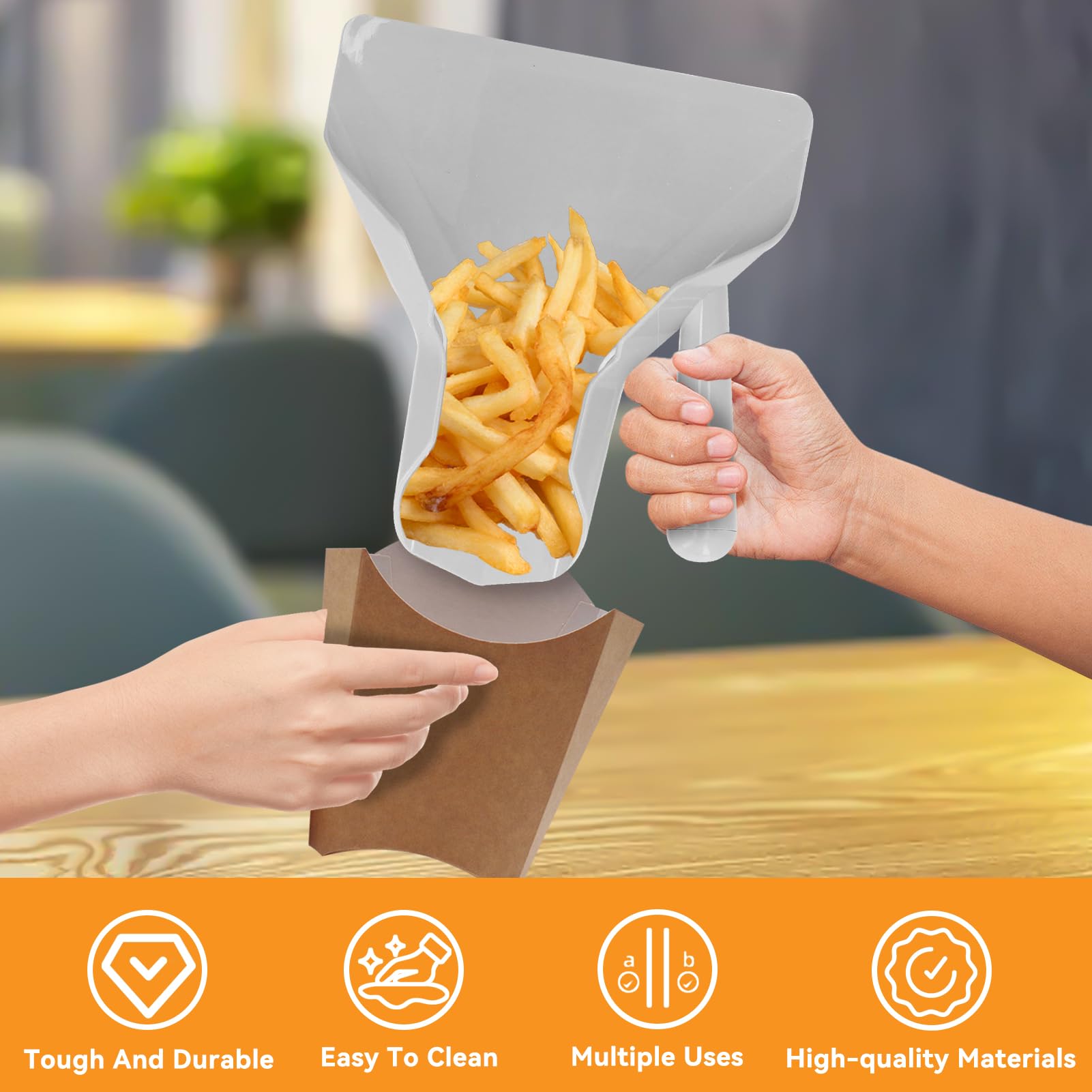 French Fry Bagger Scoop, Plastic French Fry Scoop With Right Handle Quick Fill Tool Scooper For Bagger French Fries, Snacks, Des