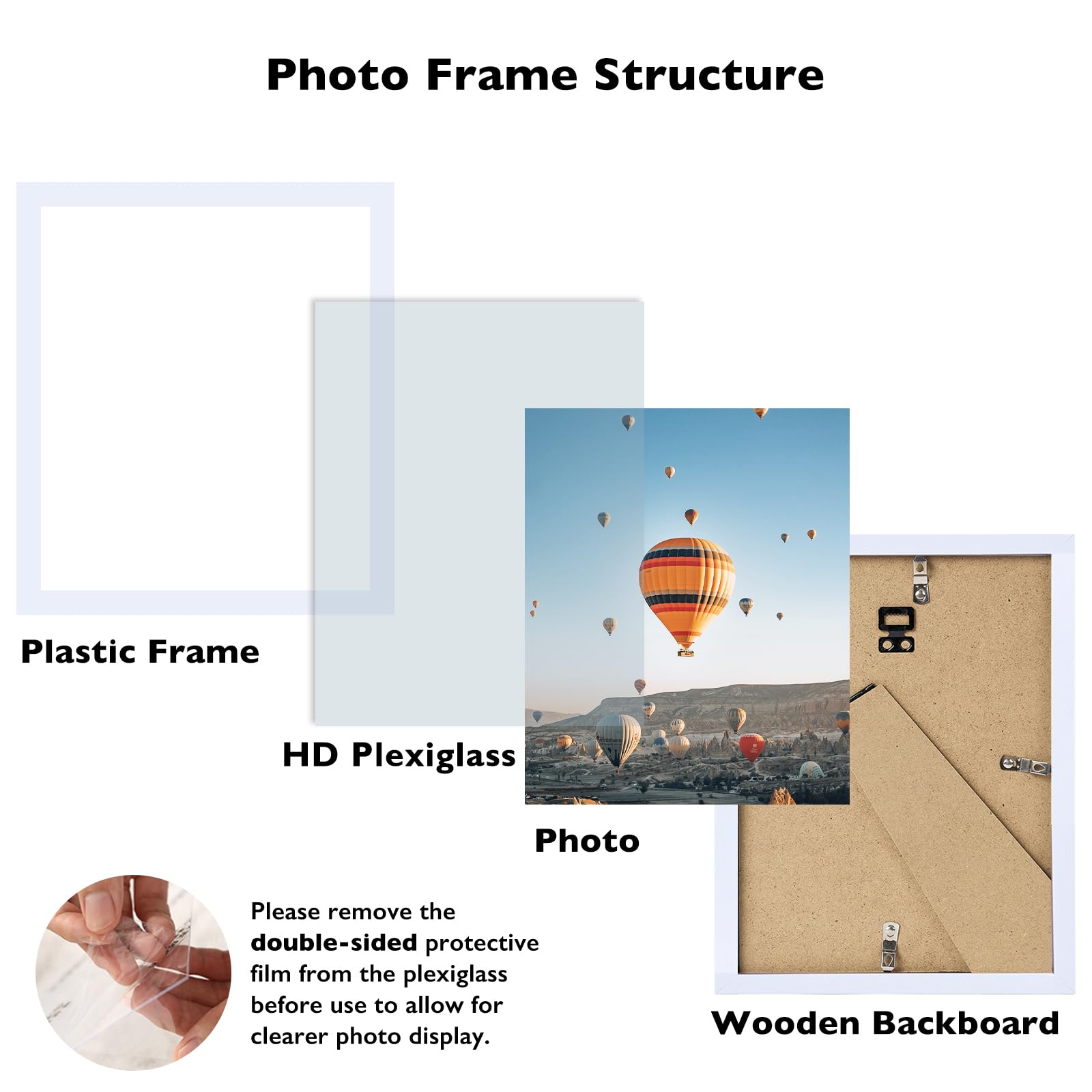 JCJMY 10x11 Picture Frame White for Wall Hanging, Wall Mounting Horizontally or Vertically, 10 x 11 Wall Gallery Poster Photo Fr