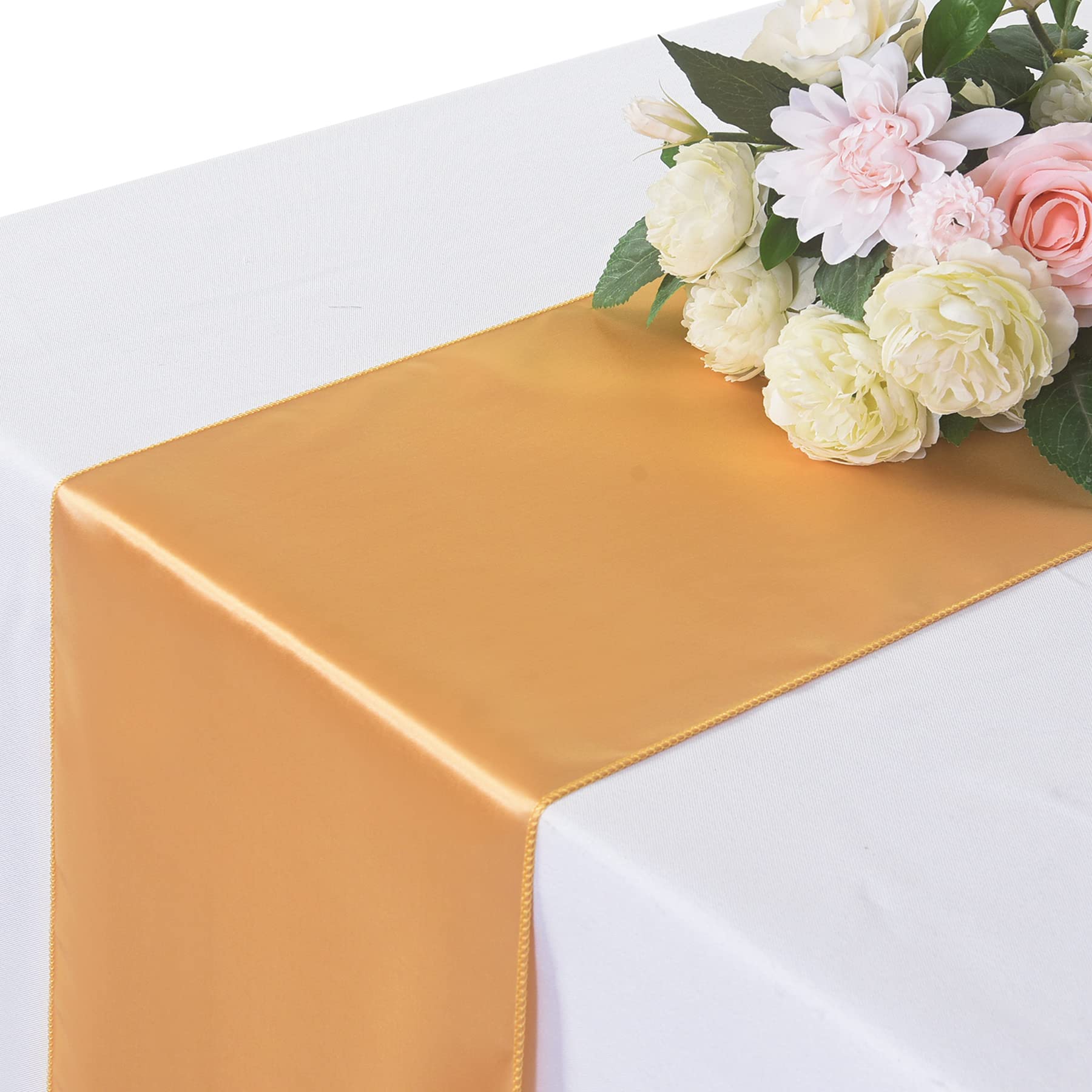 6 Pack Satin Table Runner, 12  108 Inch For Party Wedding, Birthday, Banquets,Graduation Engagements, Christmas, Decoration(Gold